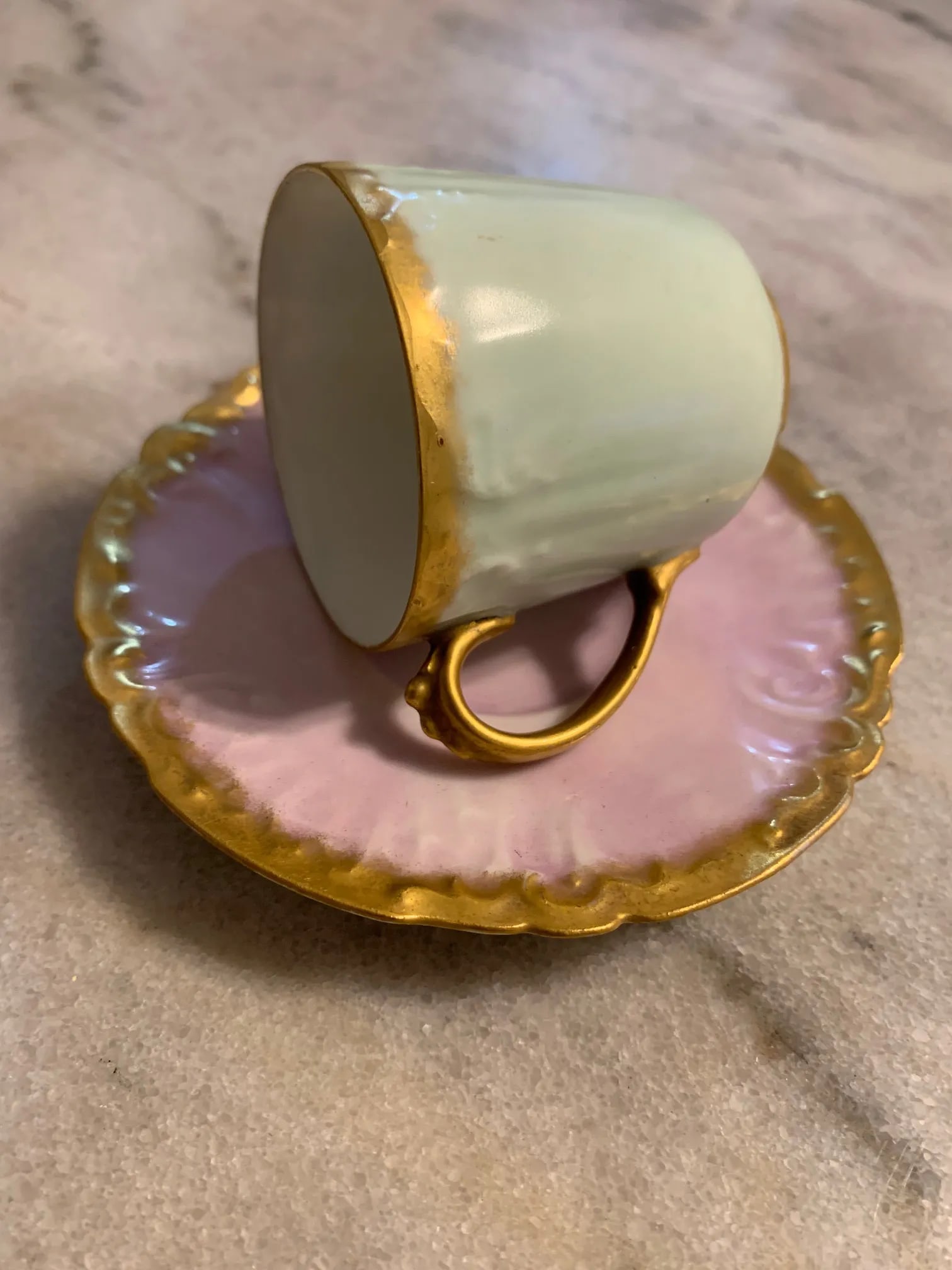 Antique Limoges France Porcelain Cup & Saucer Set- 2 Pieces - 5