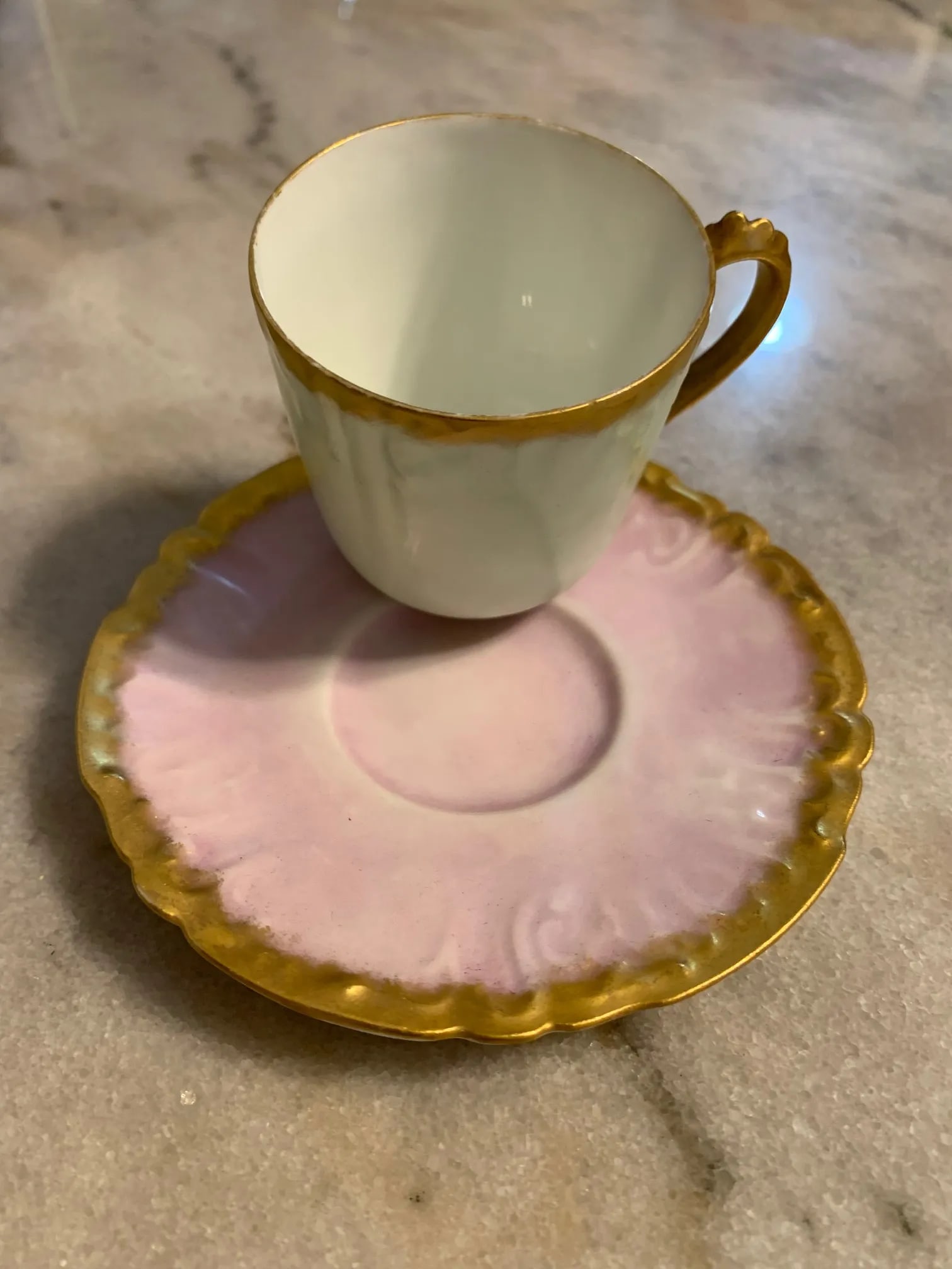 Antique Limoges France Porcelain Cup & Saucer Set- 2 Pieces - 6