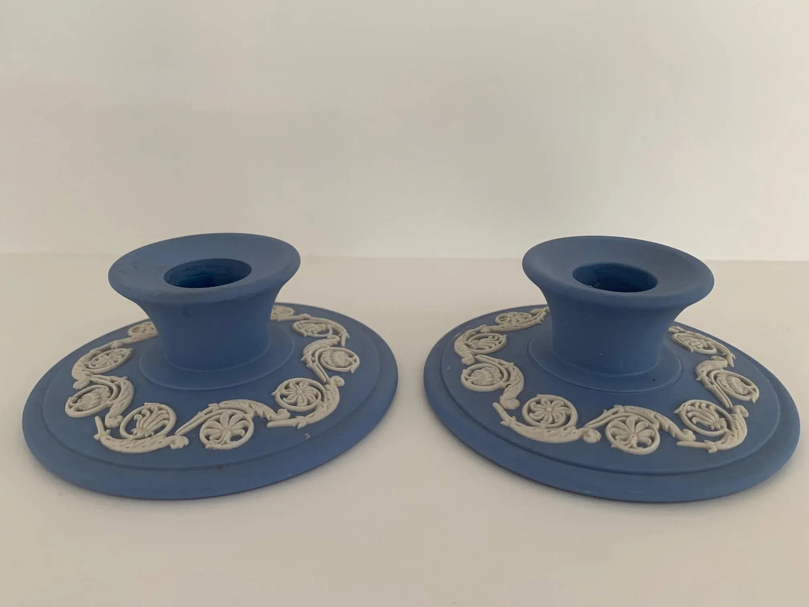 1960s English Wedgwood Jasperware Candle Holders - a Pair - 3