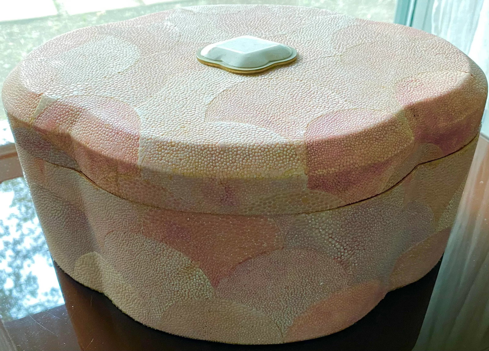 XL Pink Genuine Shagreen Box Attributed to Maitland Smith - 10