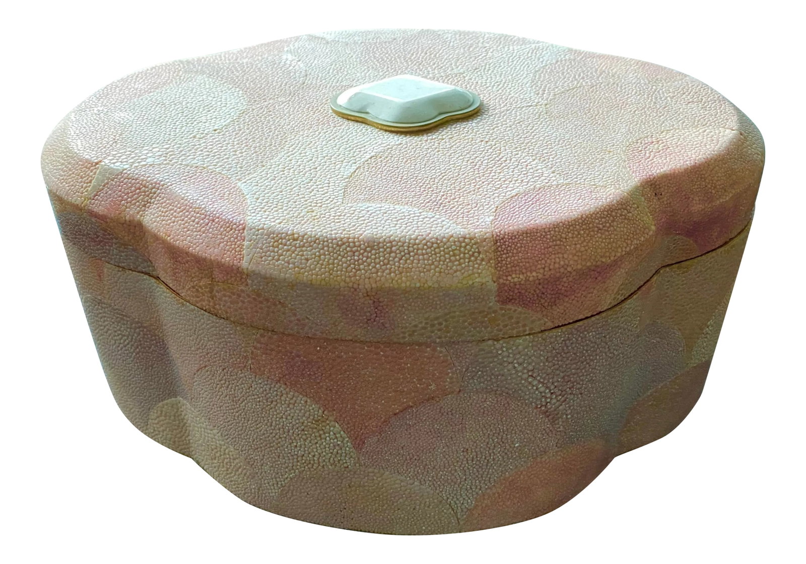 XL Pink Genuine Shagreen Box Attributed to Maitland Smith (1 of 10)
