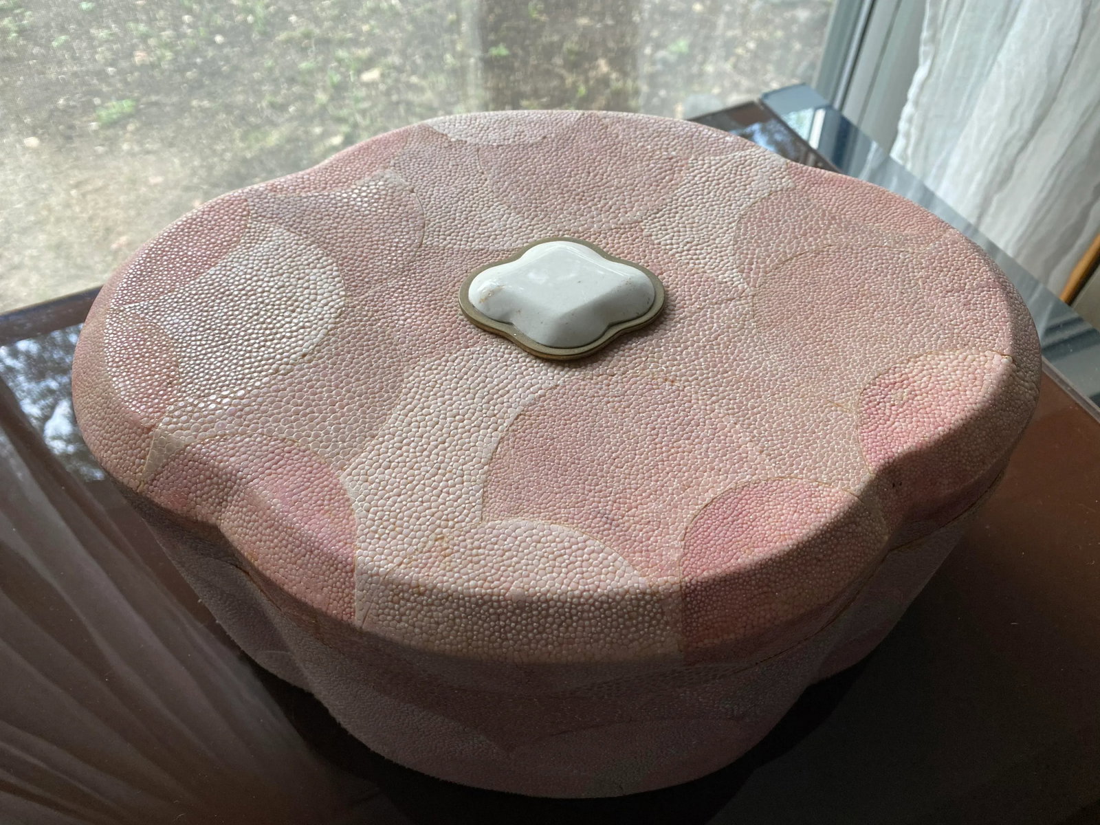 XL Pink Genuine Shagreen Box Attributed to Maitland Smith - 3