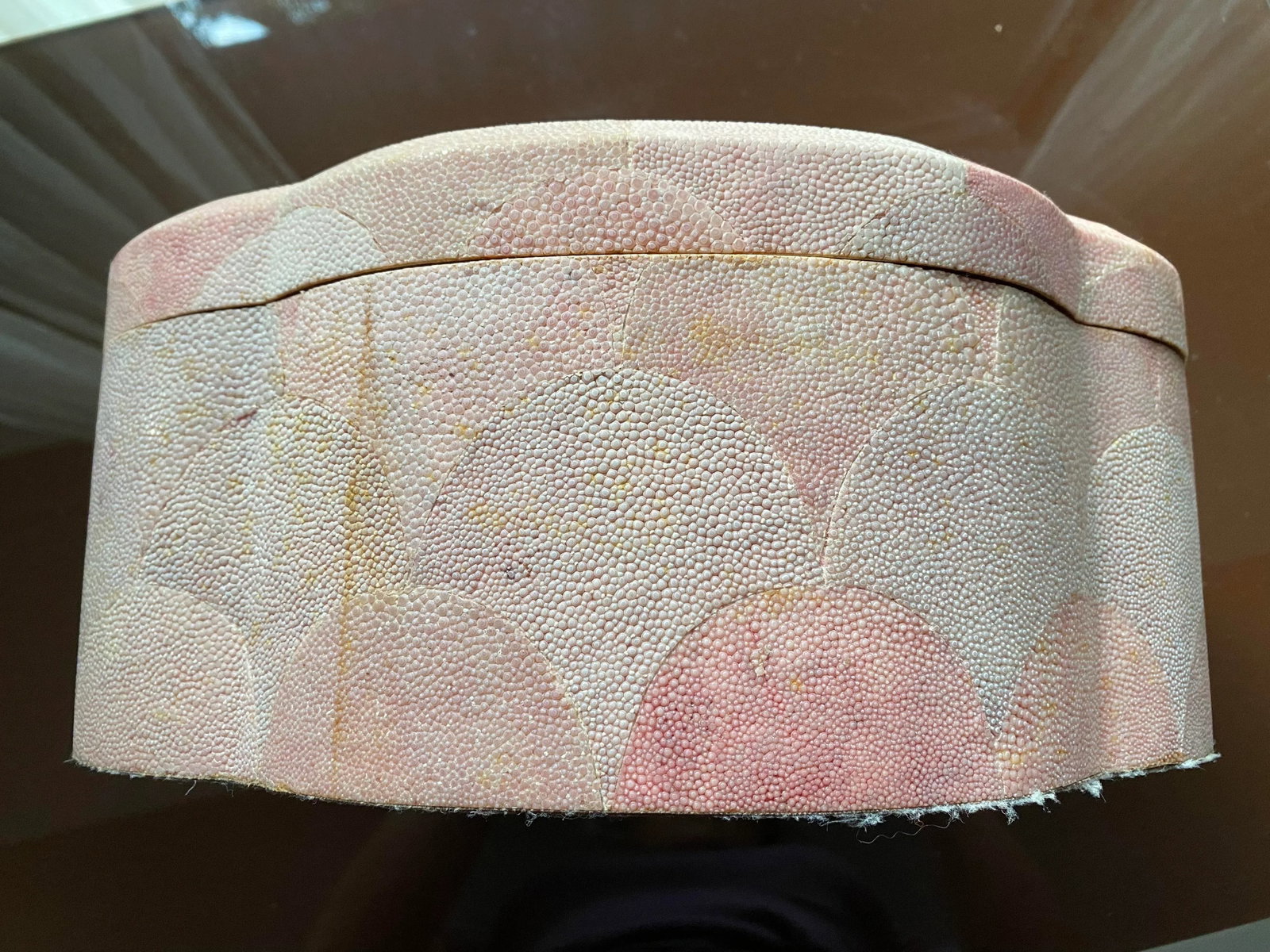 XL Pink Genuine Shagreen Box Attributed to Maitland Smith - 6