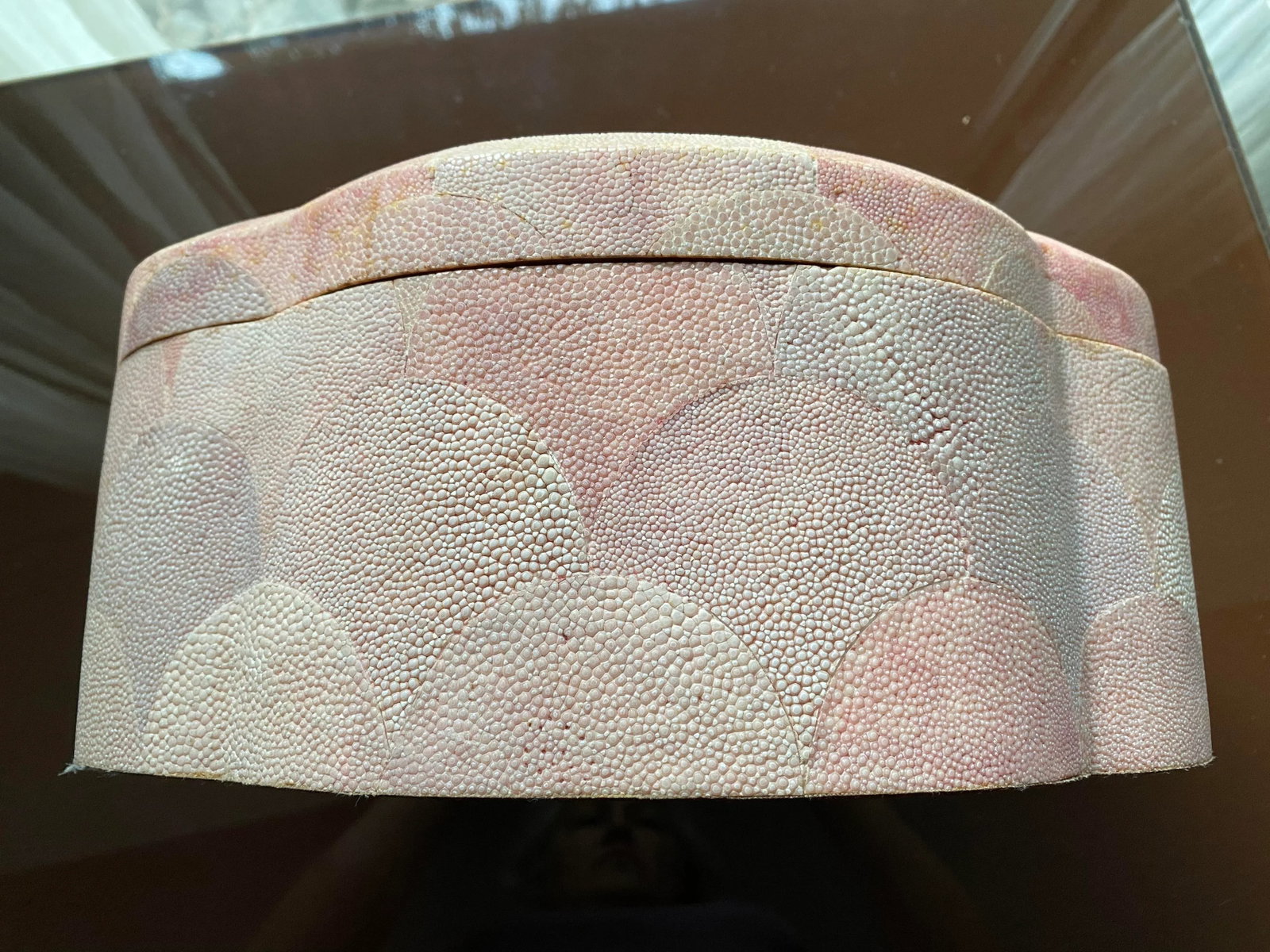 XL Pink Genuine Shagreen Box Attributed to Maitland Smith - 7