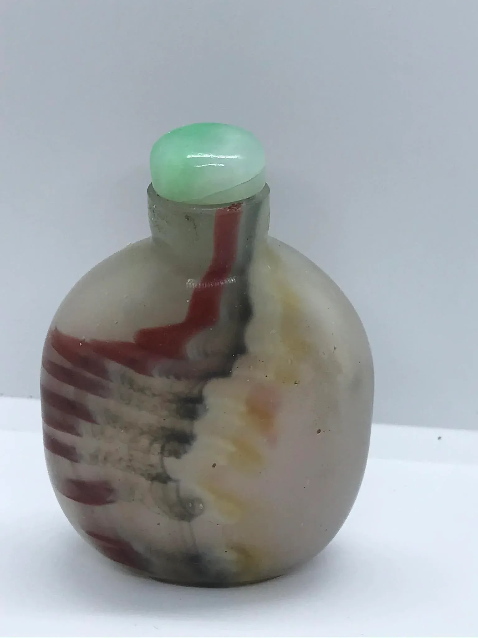 Vintage Beijing Glass Snuff Bottle With Colorful Striations - 13