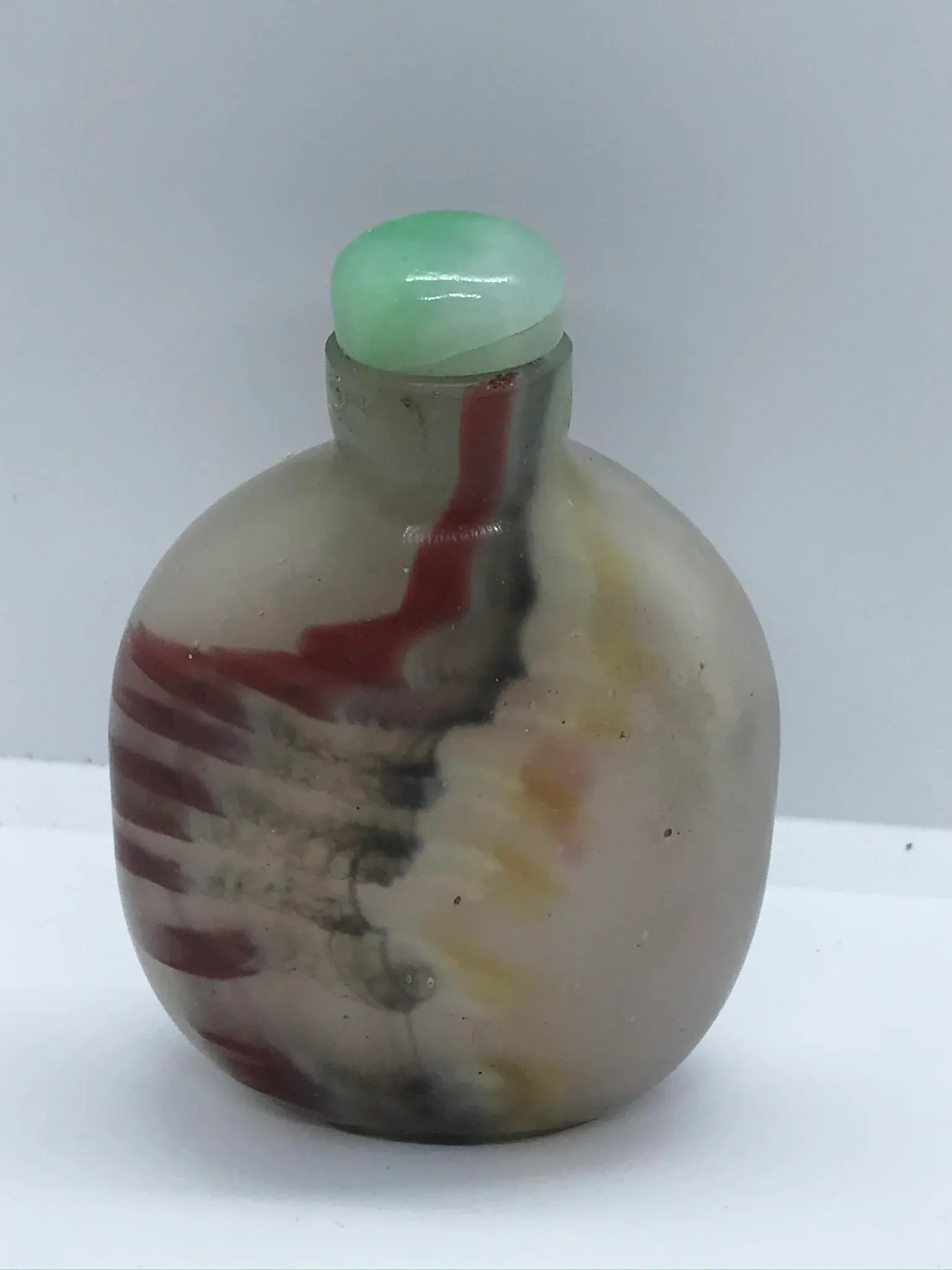 Vintage Beijing Glass Snuff Bottle With Colorful Striations - 2