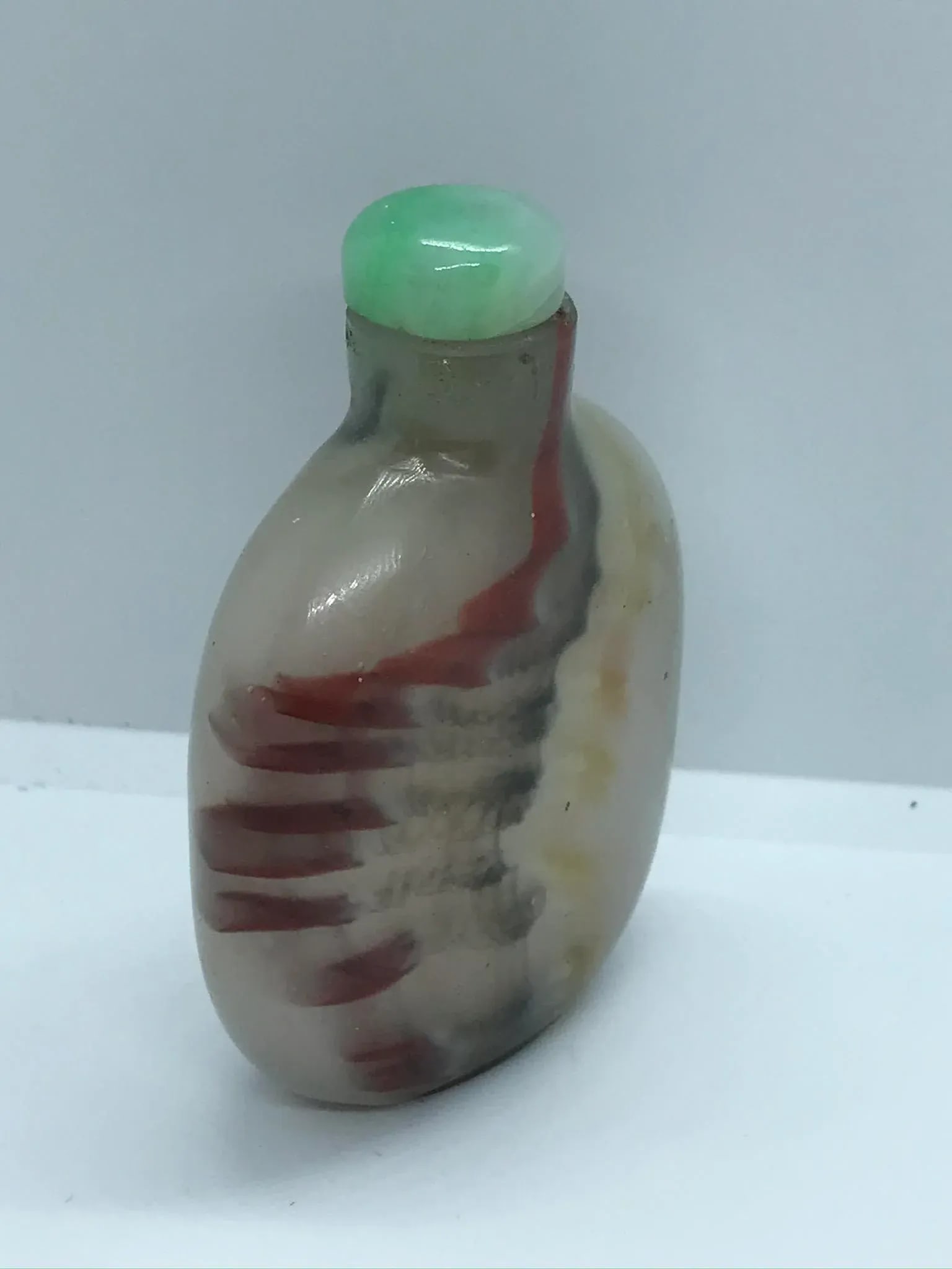 Vintage Beijing Glass Snuff Bottle With Colorful Striations - 3
