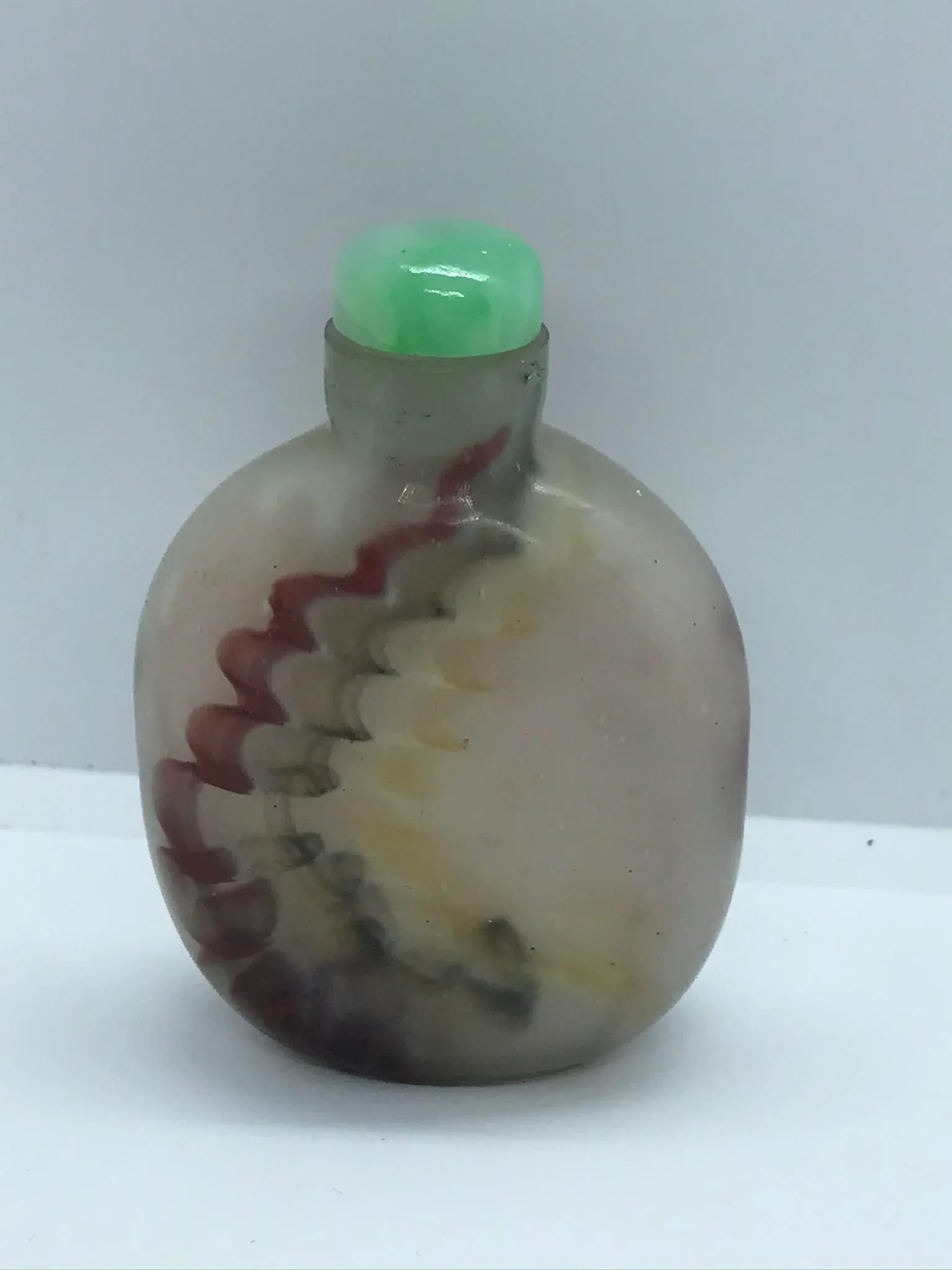 Vintage Beijing Glass Snuff Bottle With Colorful Striations - 6