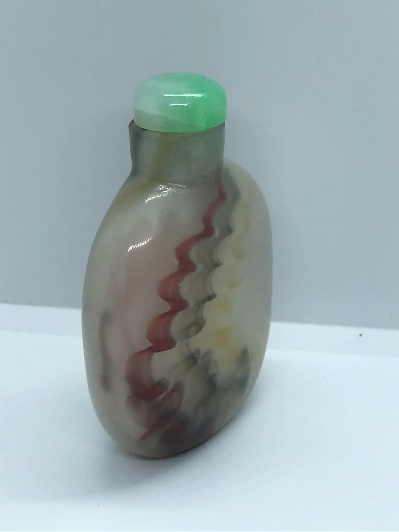 Vintage Beijing Glass Snuff Bottle With Colorful Striations - 7