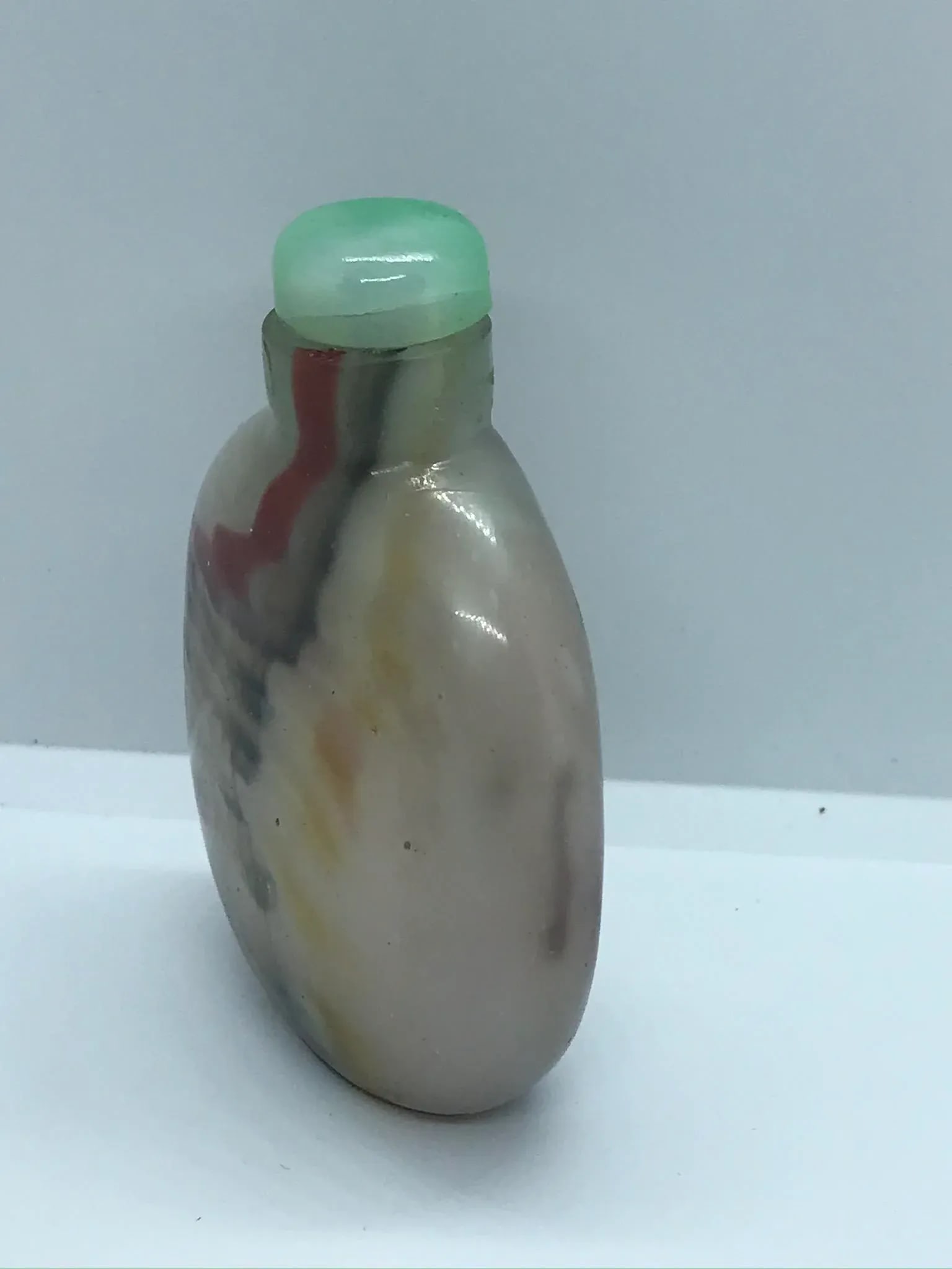Vintage Beijing Glass Snuff Bottle With Colorful Striations - 8