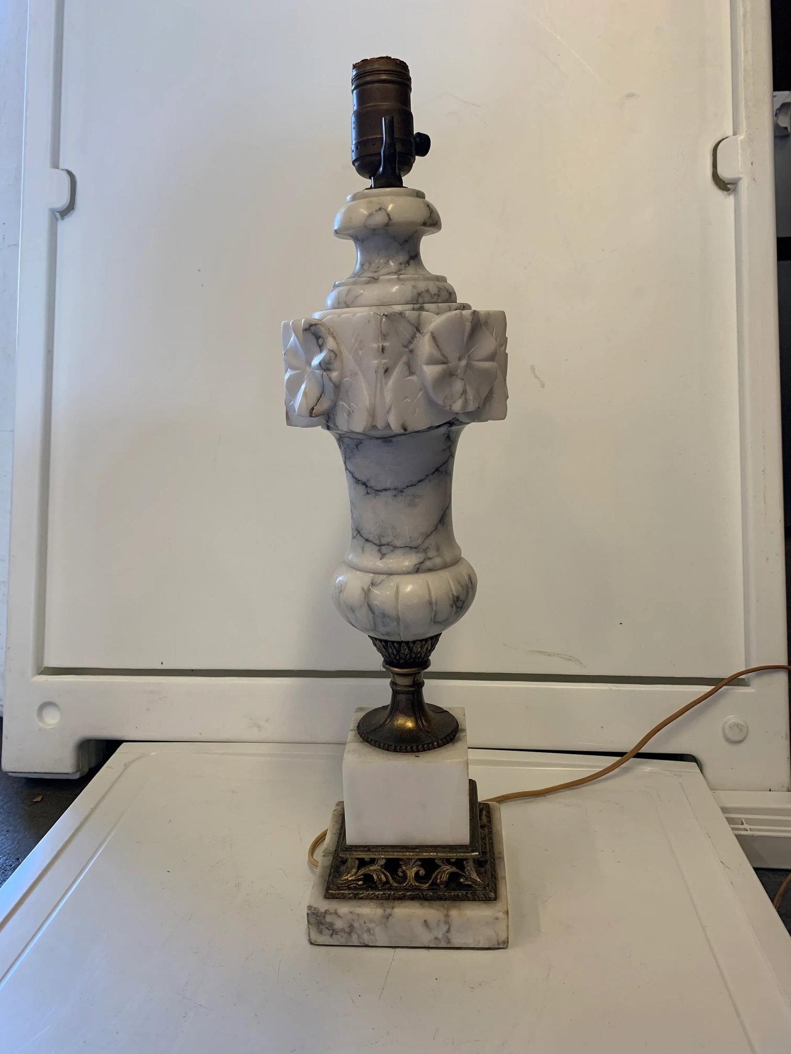 Mid 20th Century Marble & Brass Lamp - 2