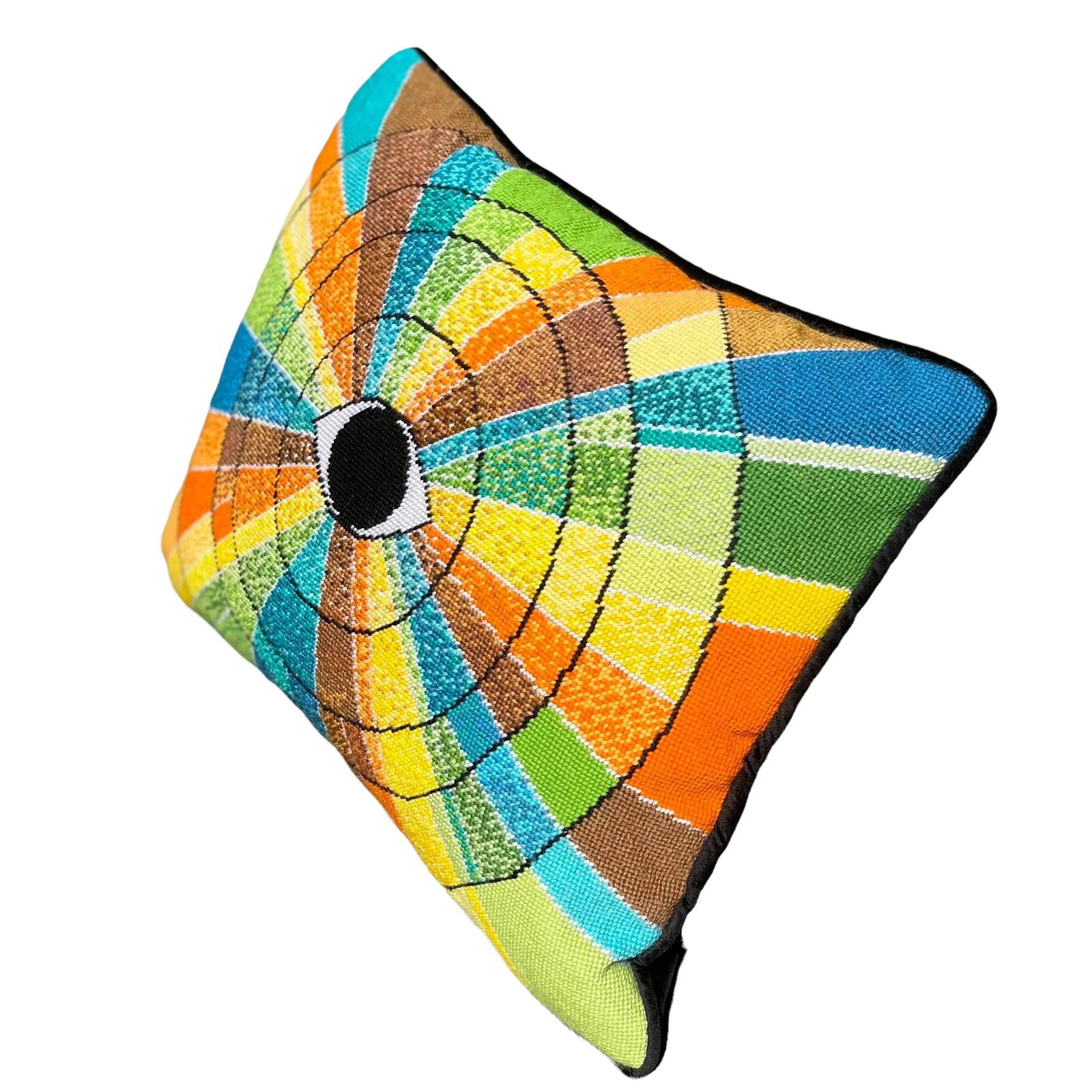 Contemporary "California Dreamin'" Hand-Embroidered Needlepoint Pillow - 4