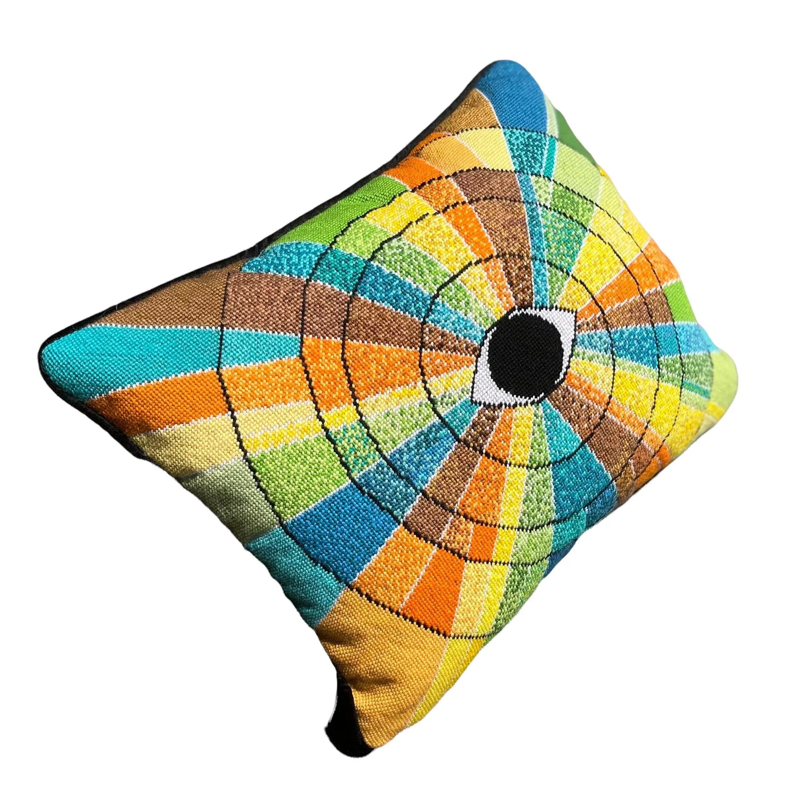 Contemporary "California Dreamin'" Hand-Embroidered Needlepoint Pillow - 5
