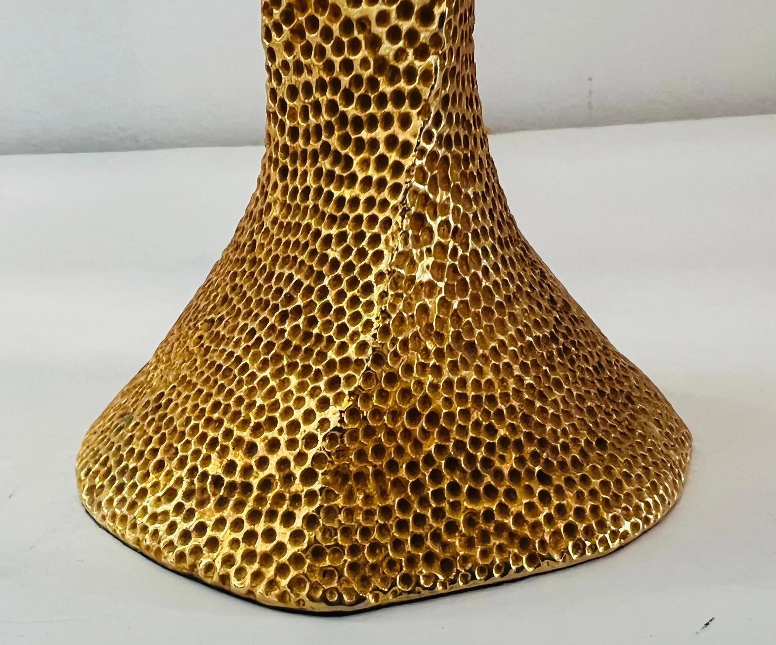 French Fondica Golden Bronze 90's Table Lamps - A Pair - 12