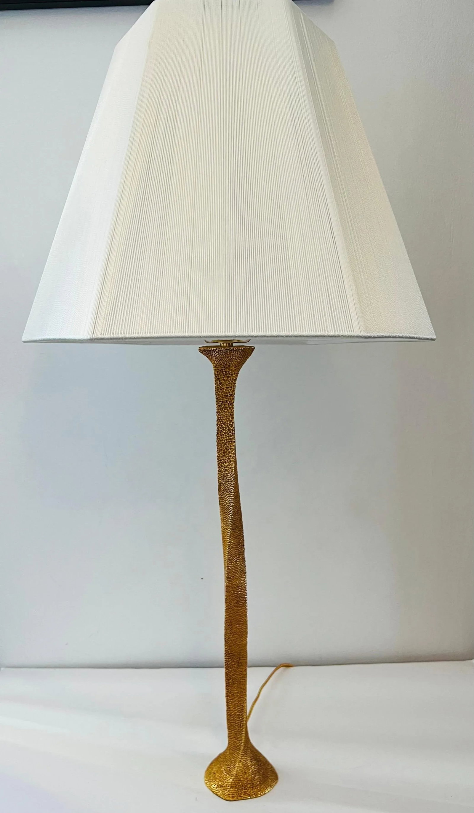 French Fondica Golden Bronze 90's Table Lamps - A Pair - 3