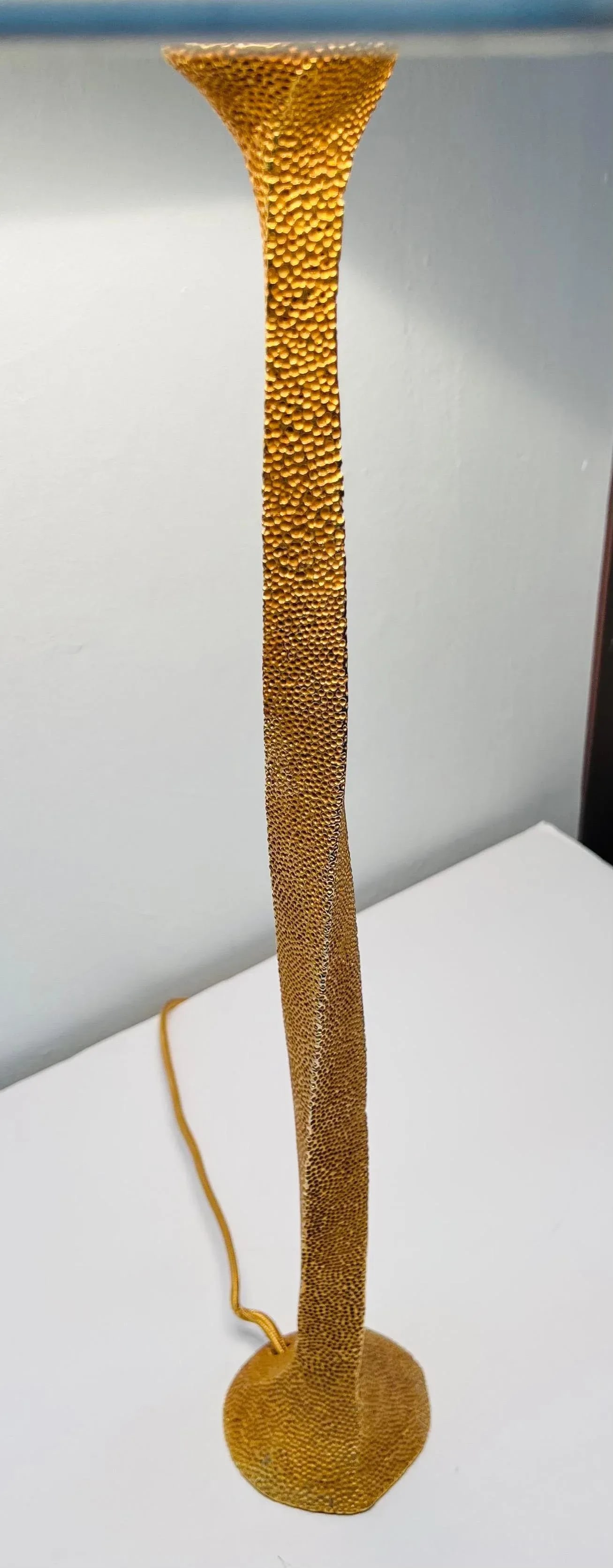 French Fondica Golden Bronze 90's Table Lamps - A Pair - 9