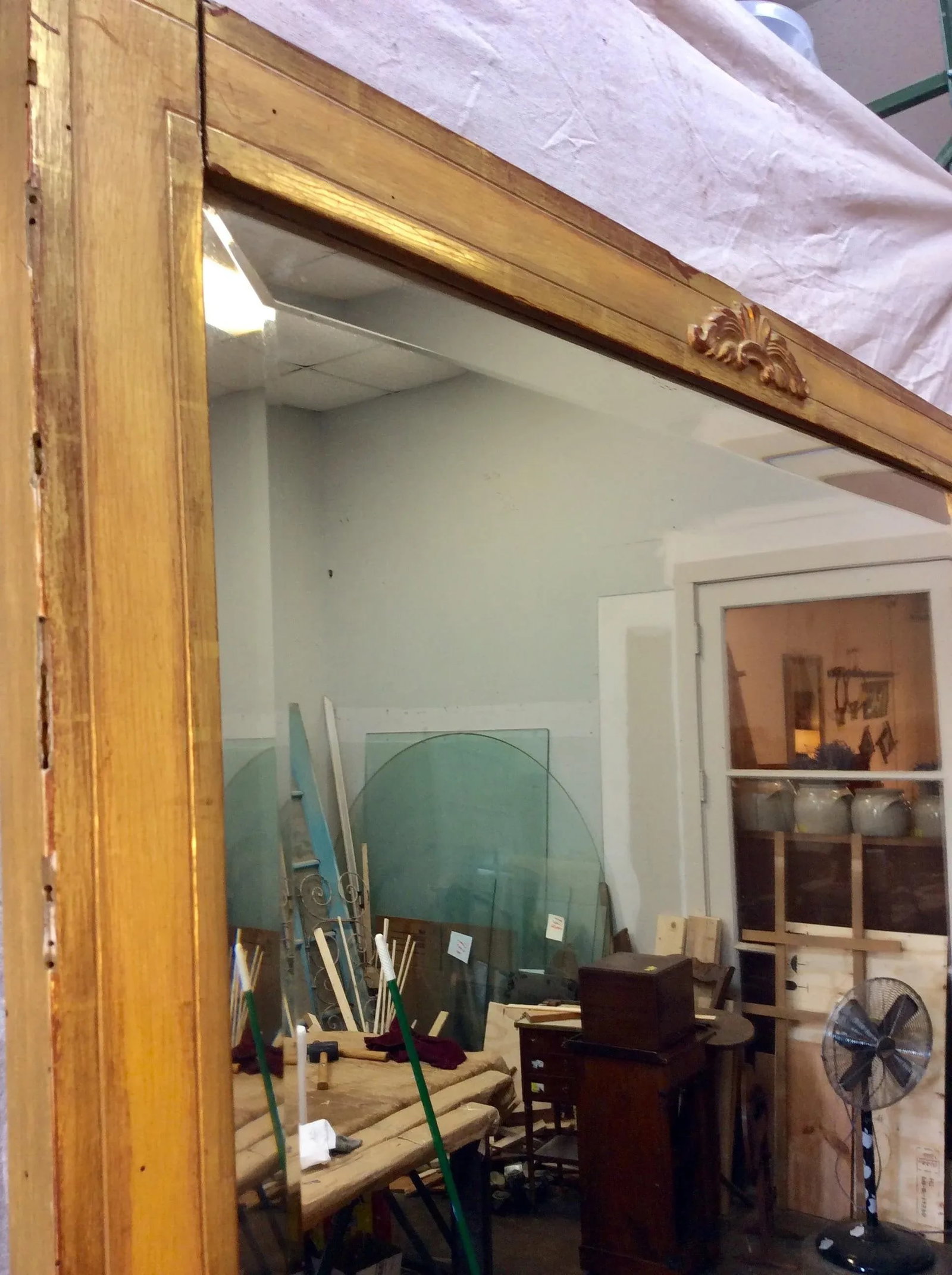 Early 1900s French Art Deco Gold Gilt Hall Mirror Jardinere - 6