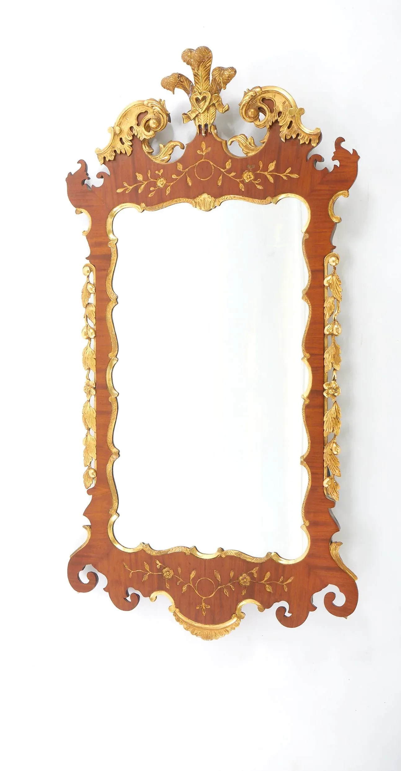19th Century Burlwood / Gilt Gold Frame Beveled Wall Mirror - 11
