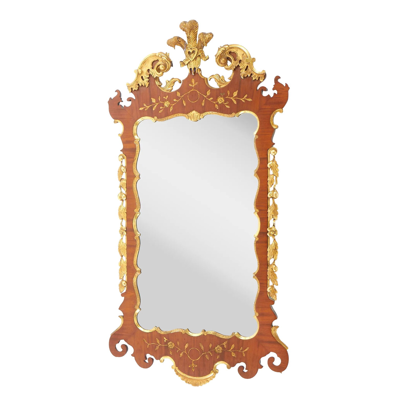 19th Century Burlwood / Gilt Gold Frame Beveled Wall Mirror (1 of 11)