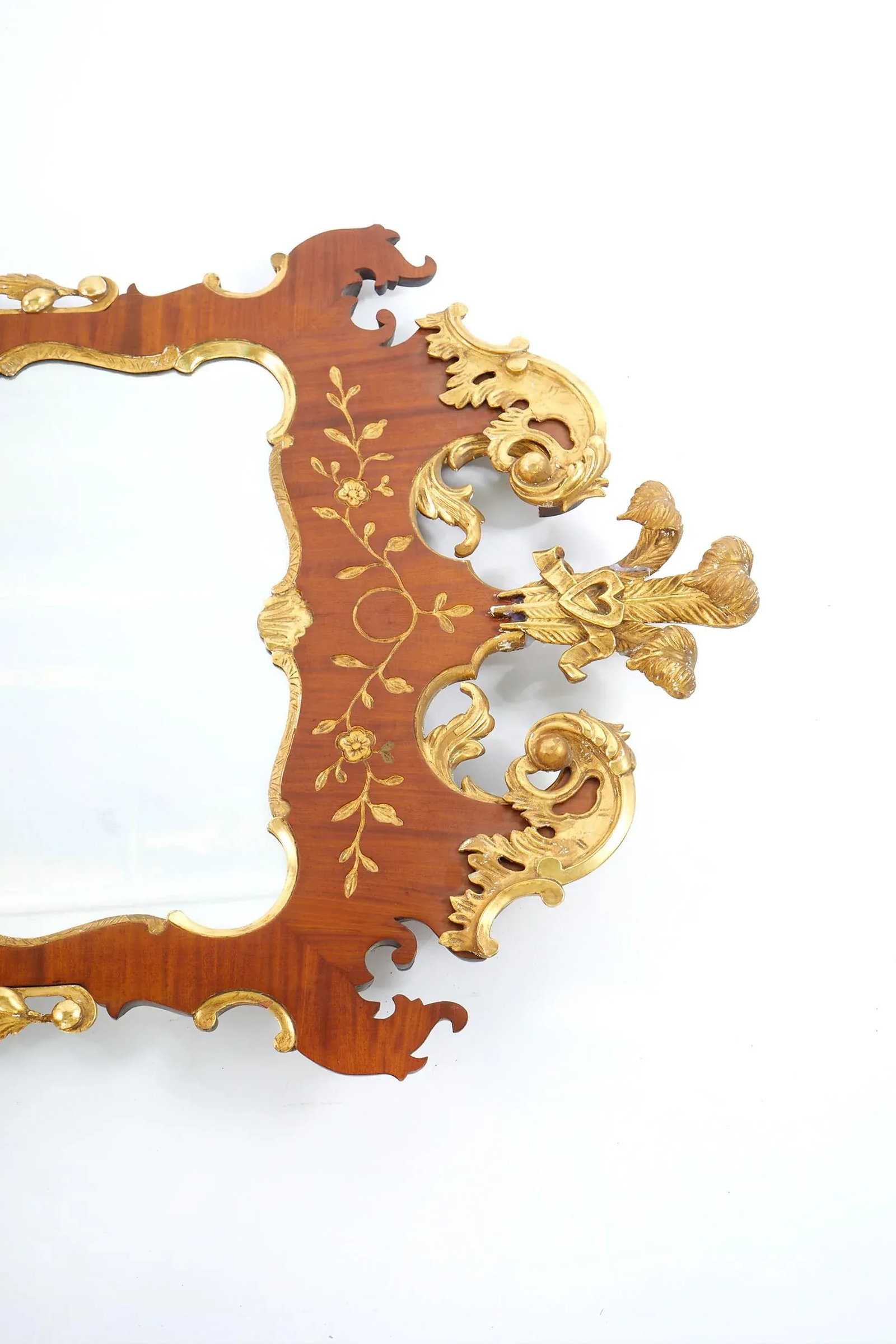 19th Century Burlwood / Gilt Gold Frame Beveled Wall Mirror - 3