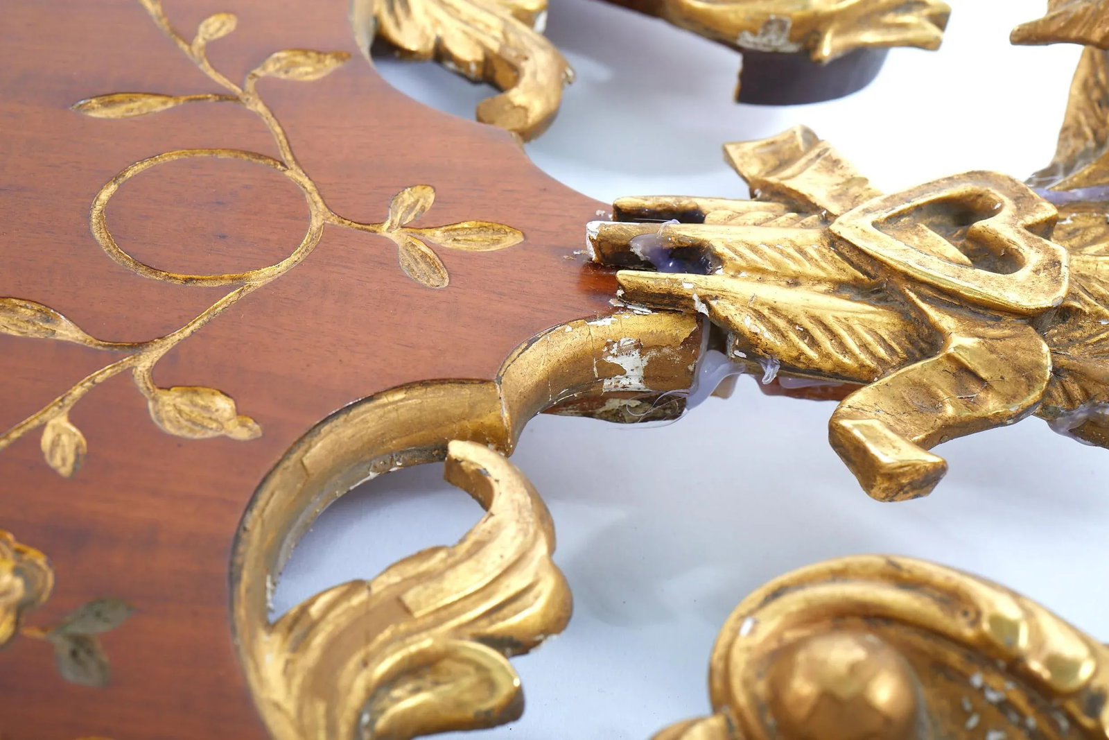 19th Century Burlwood / Gilt Gold Frame Beveled Wall Mirror - 5