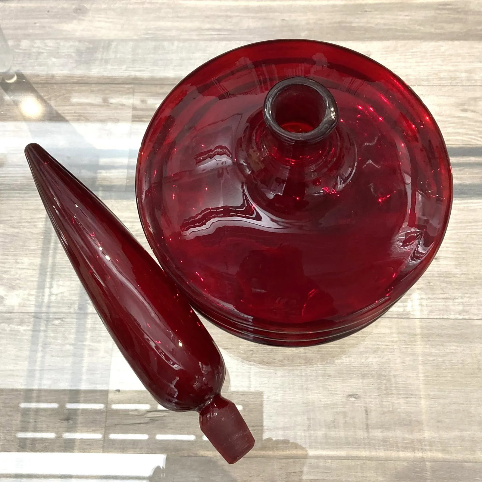 Vintage Blenko Regal Ruby Decanter - 10