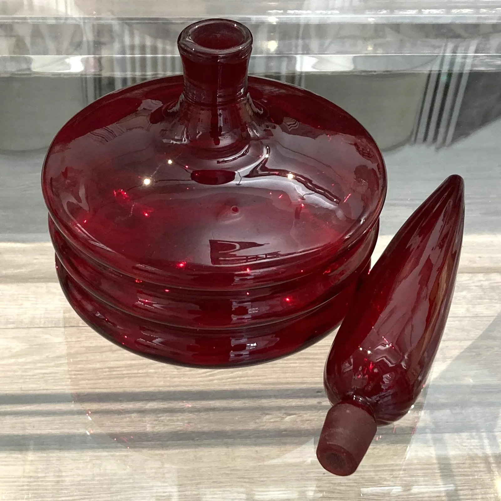 Vintage Blenko Regal Ruby Decanter - 8