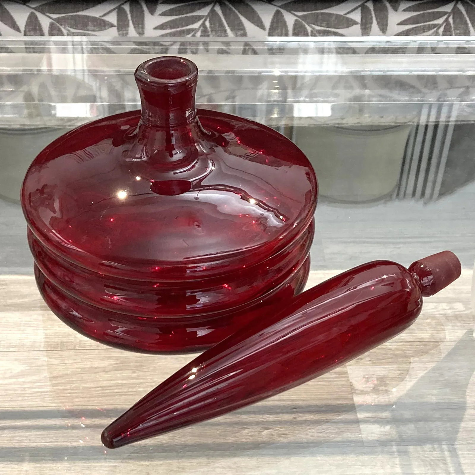 Vintage Blenko Regal Ruby Decanter - 9