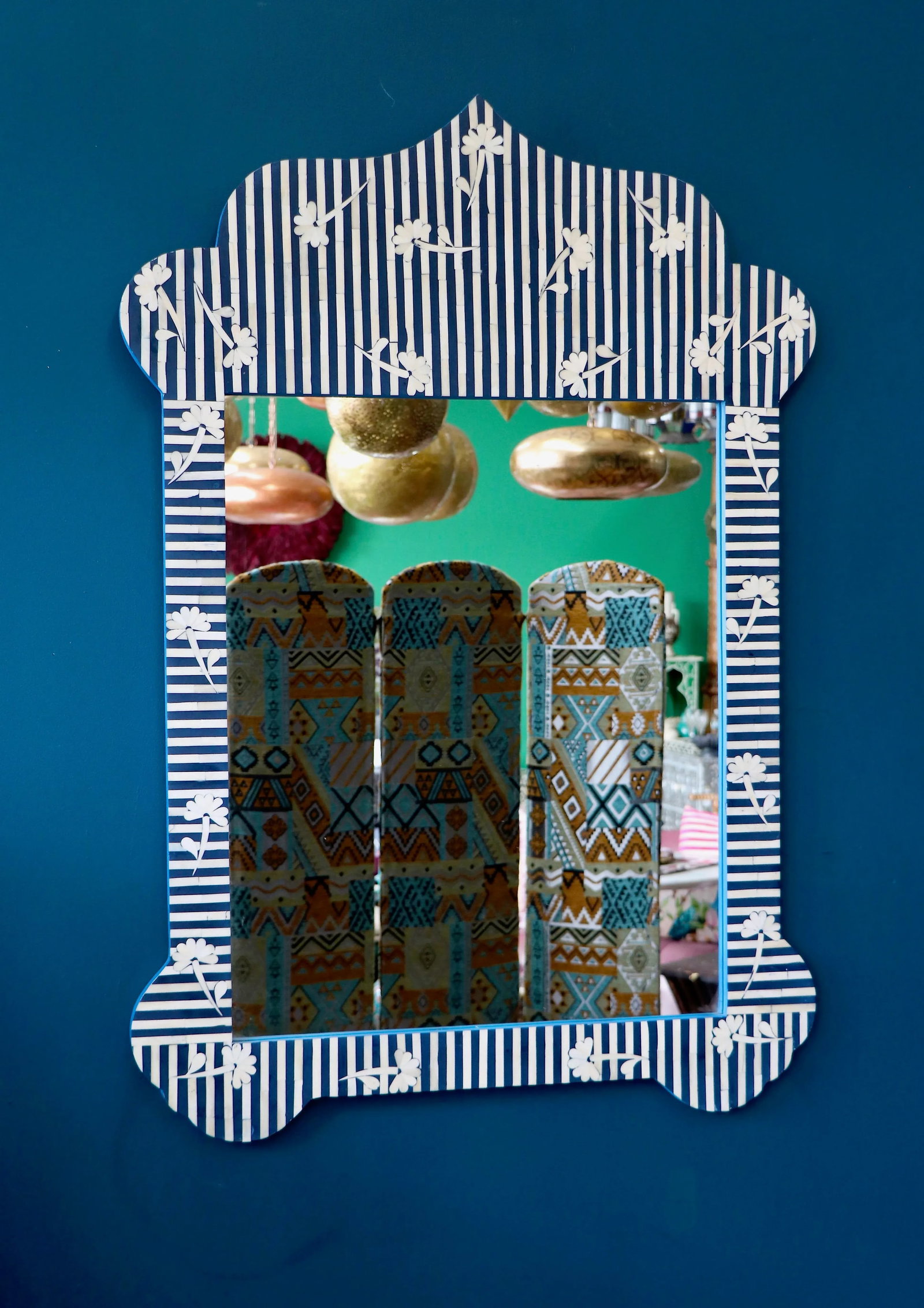 Taj Blue Bone Inlay Mirror - 2