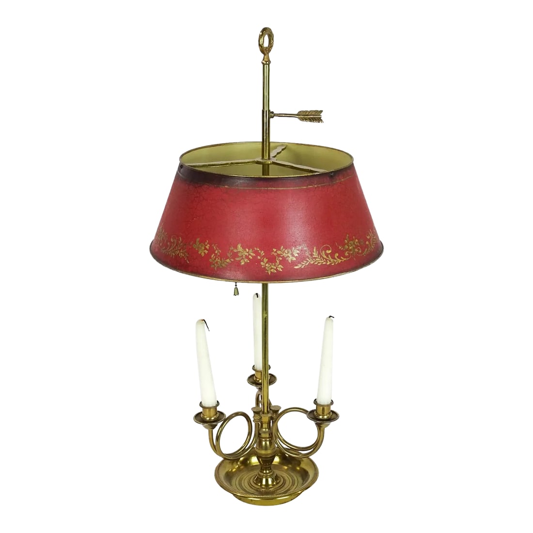 Early 20th Century French Tole Bouillotte Lamp in Red and Brass (1 of 5)