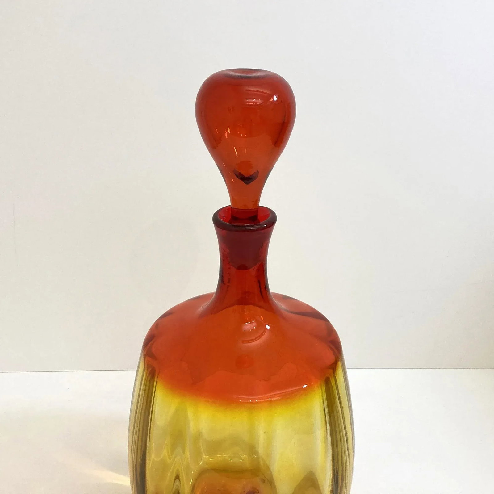 Vintage Blenko Optic Tangerine Decanter, Signed by Nickerson - 6