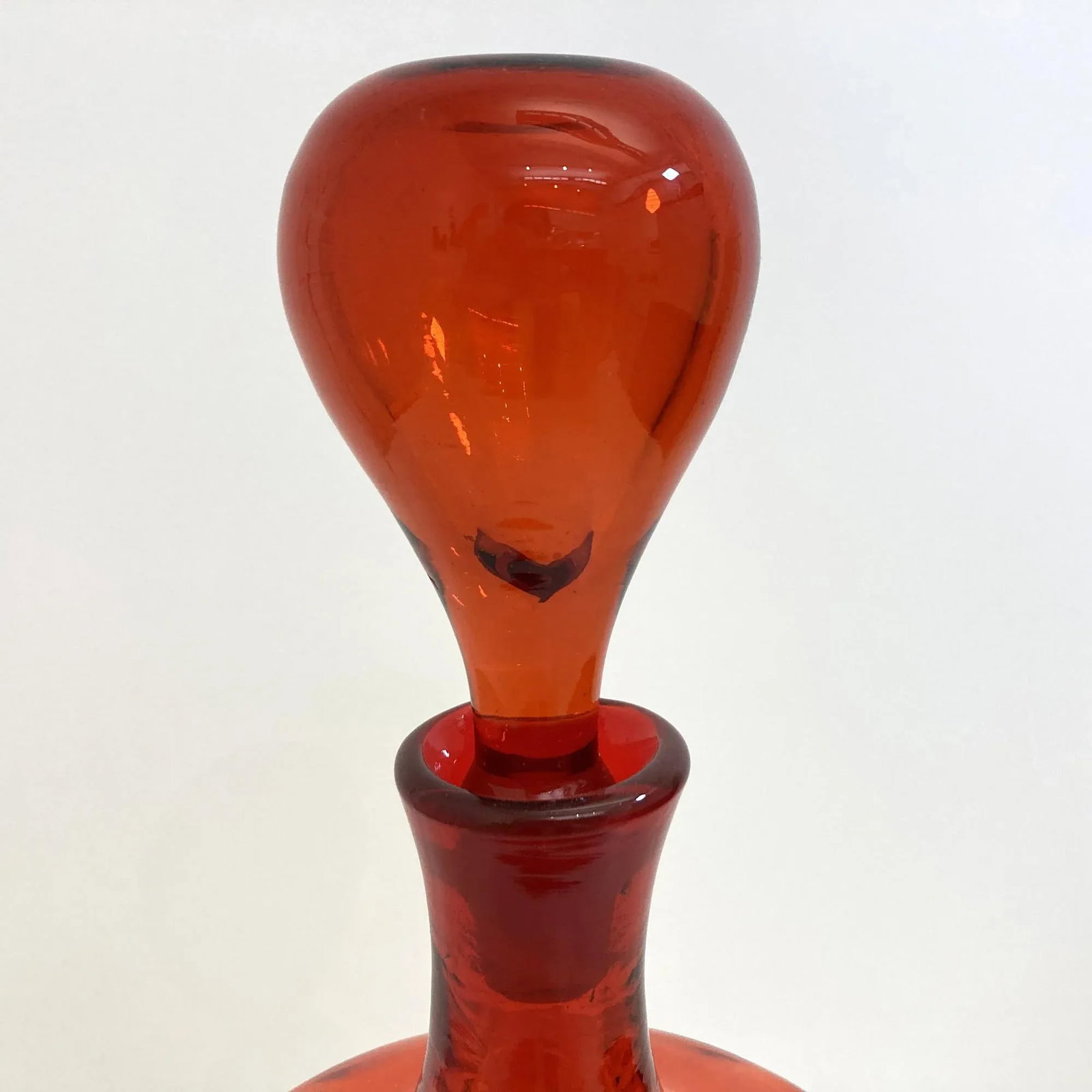 Vintage Blenko Optic Tangerine Decanter, Signed by Nickerson - 7