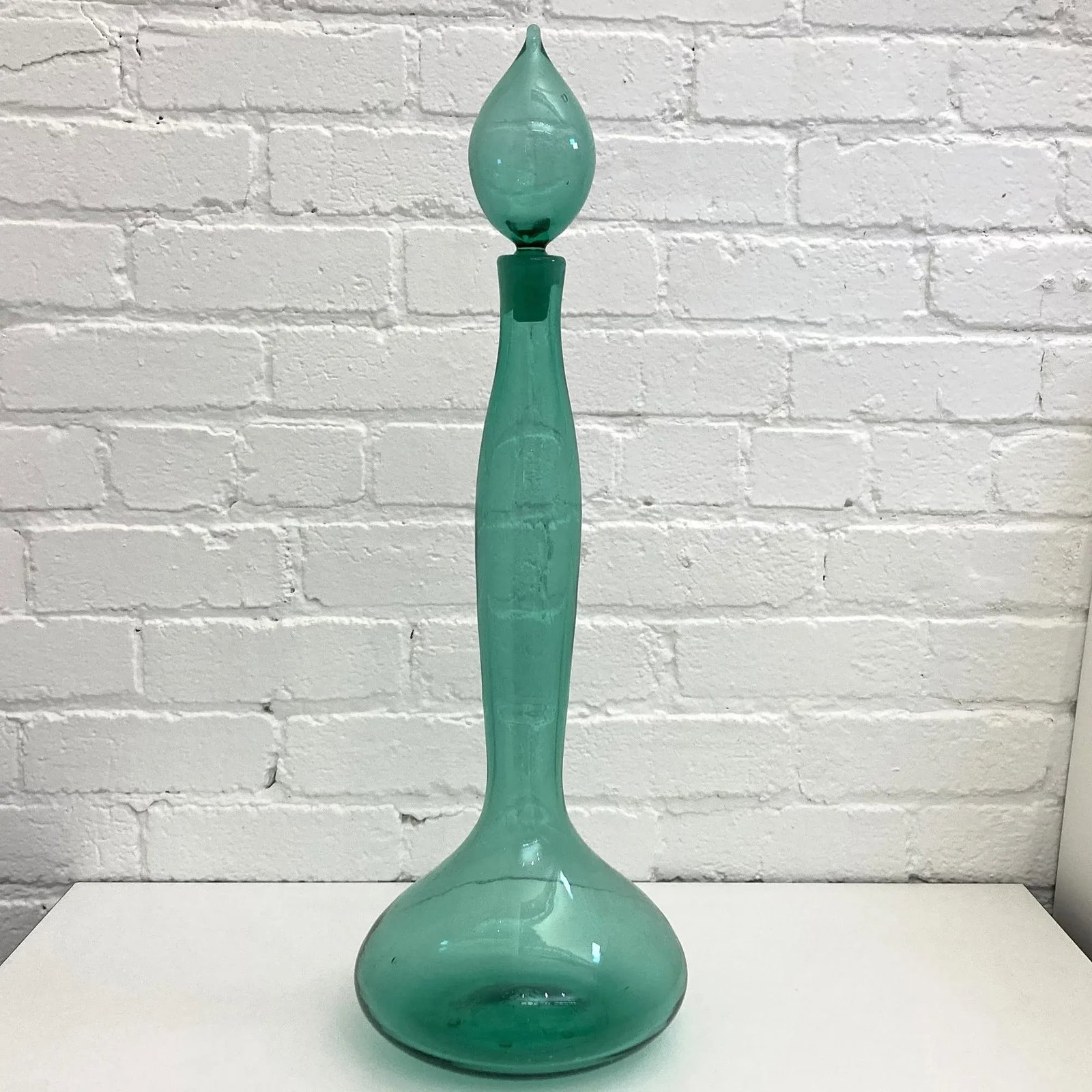 Vintage Blenko Sea Green Tall Decanter Design Design #5815 - 2