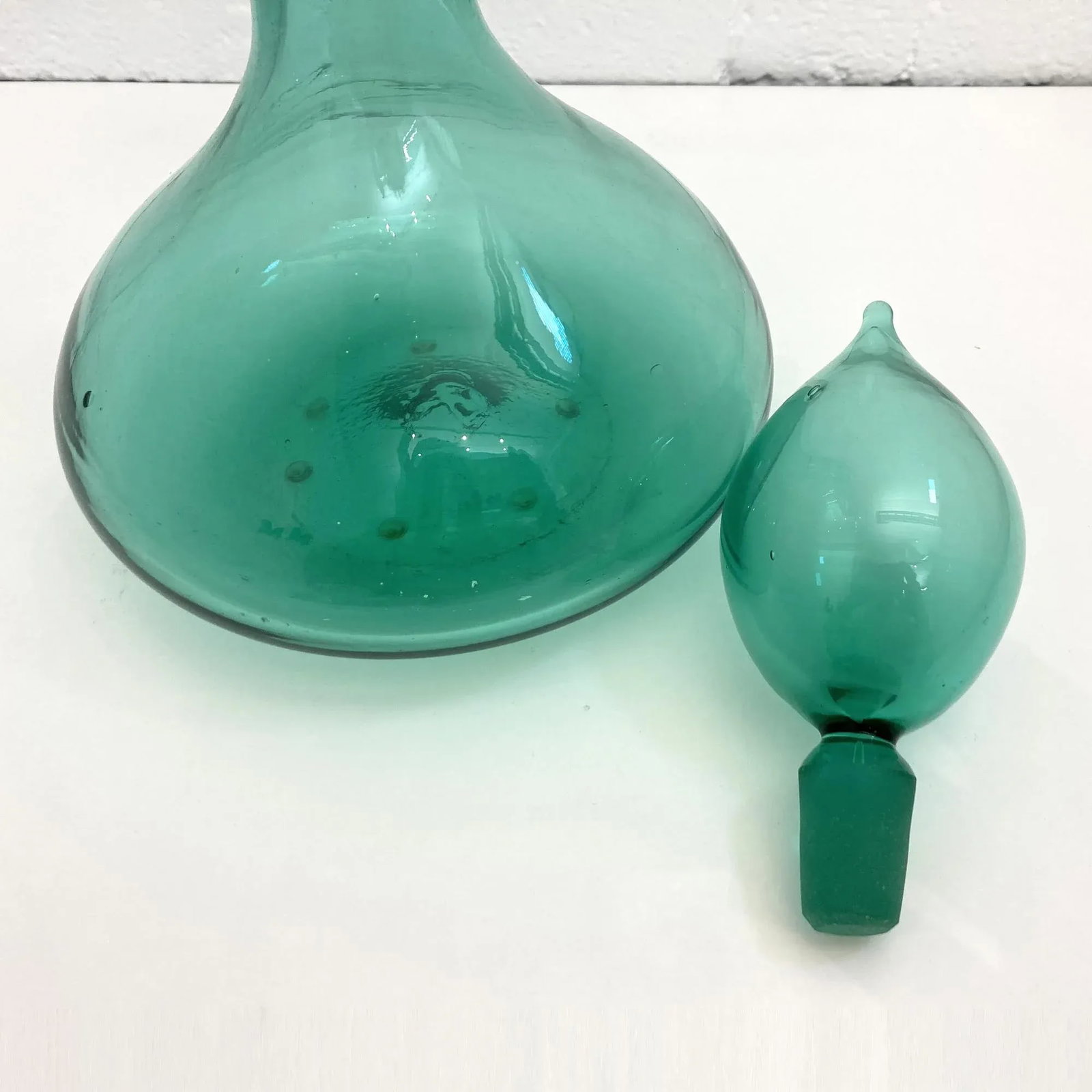 Vintage Blenko Sea Green Tall Decanter Design Design #5815 - 5