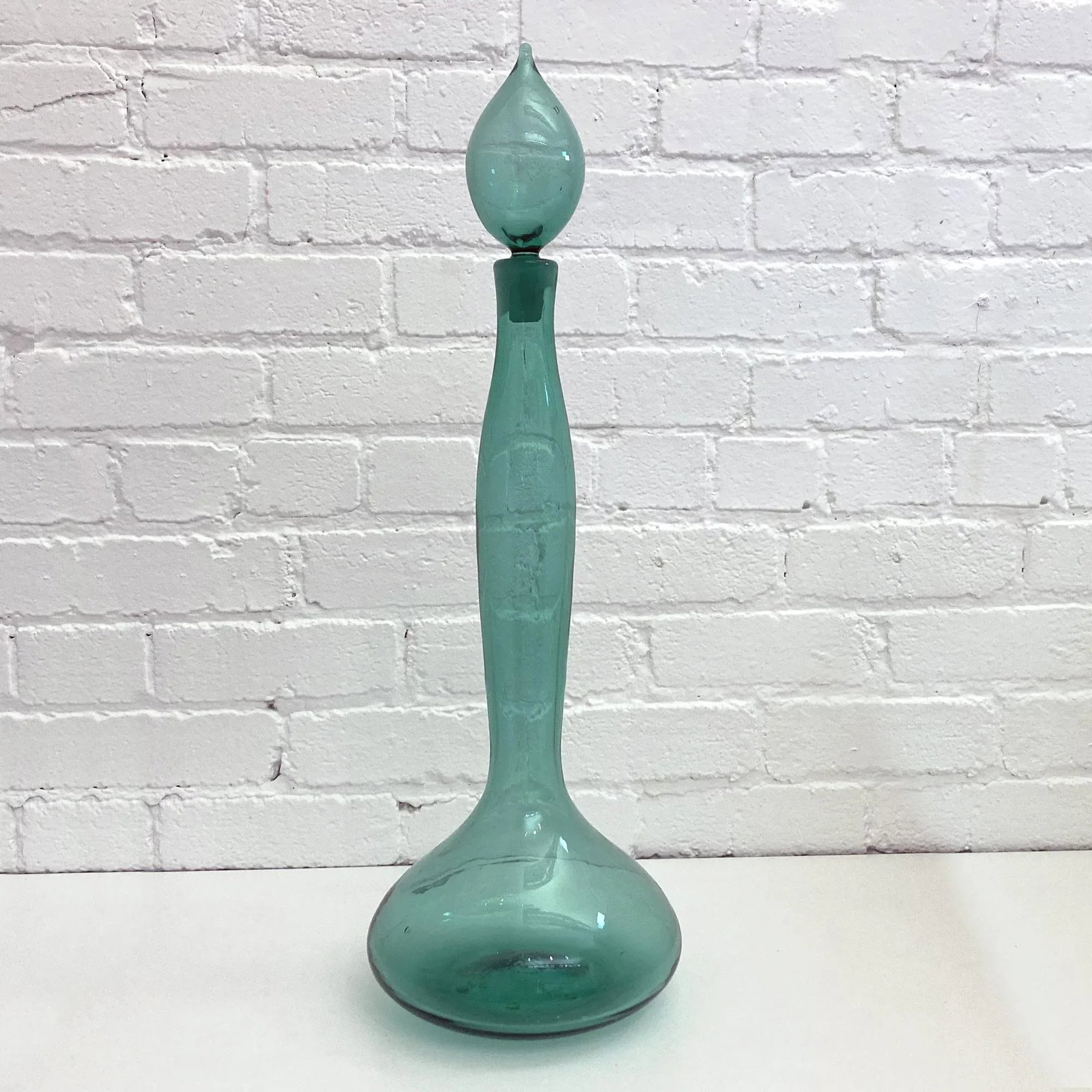 Vintage Blenko Sea Green Tall Decanter Design Design #5815 - 8