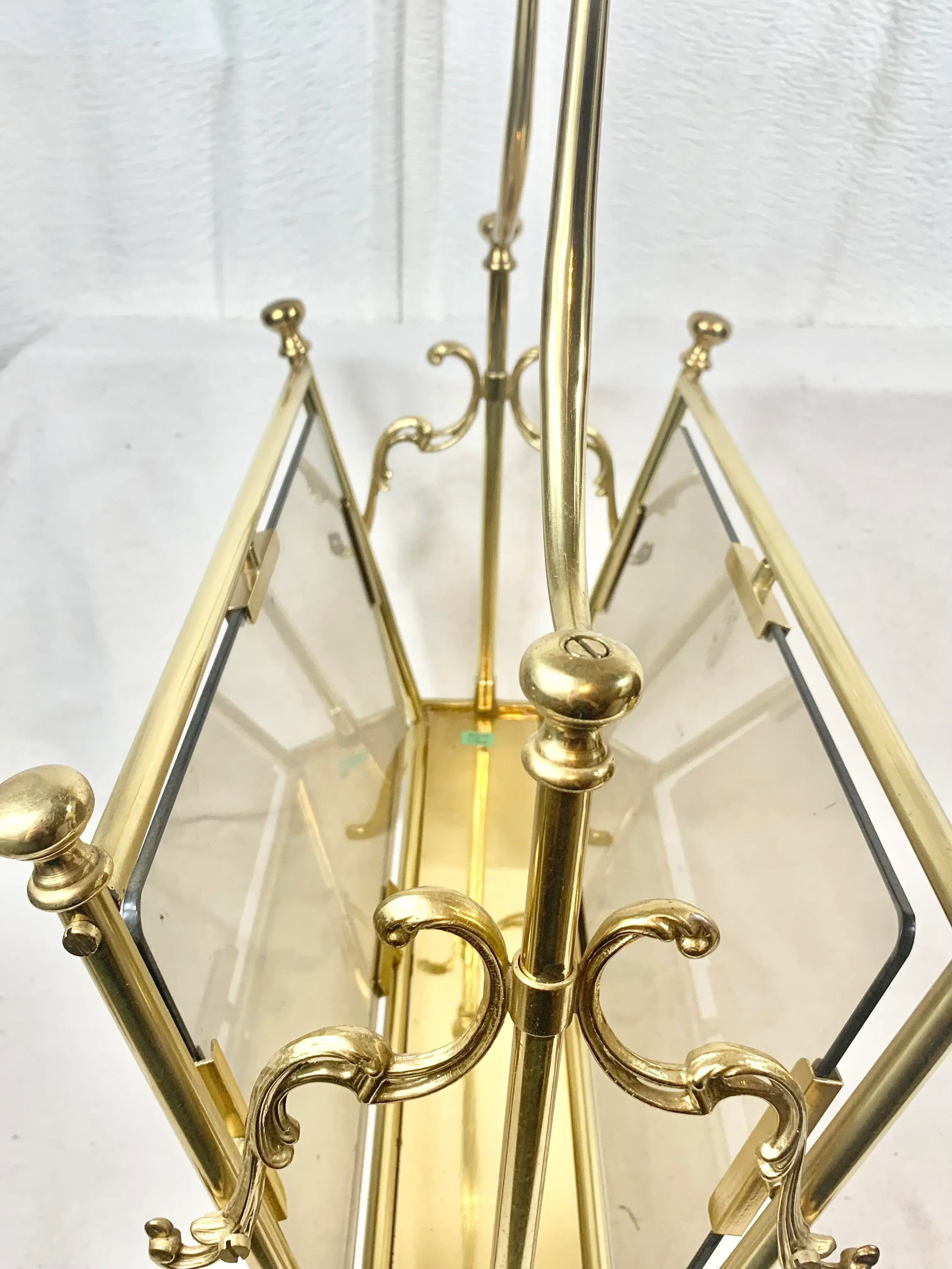 Vintage Smoked Glass and Brass Magazine Rack - 12
