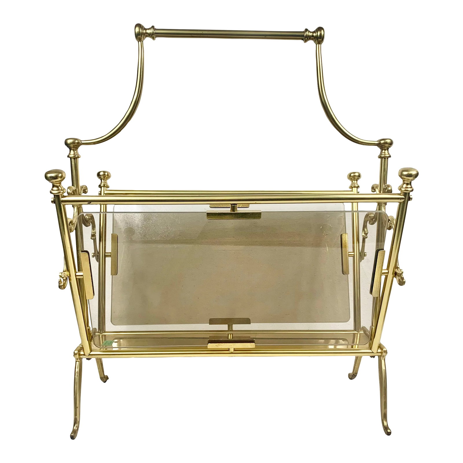 Vintage Smoked Glass and Brass Magazine Rack (1 of 13)