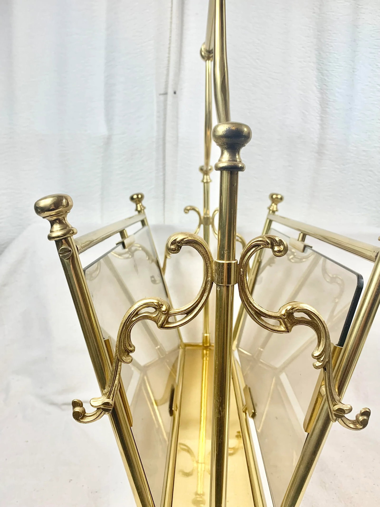 Vintage Smoked Glass and Brass Magazine Rack - 6