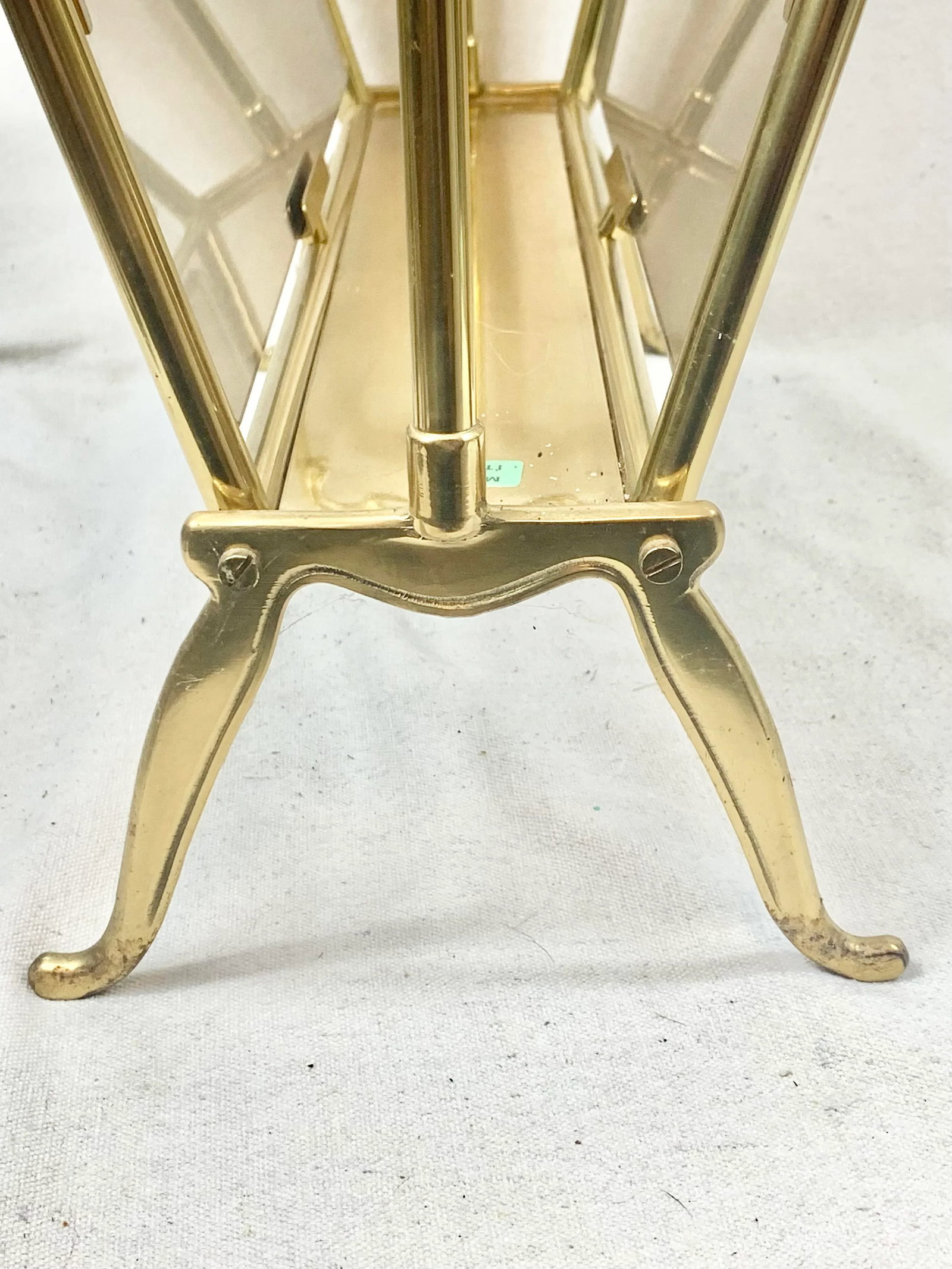 Vintage Smoked Glass and Brass Magazine Rack - 7