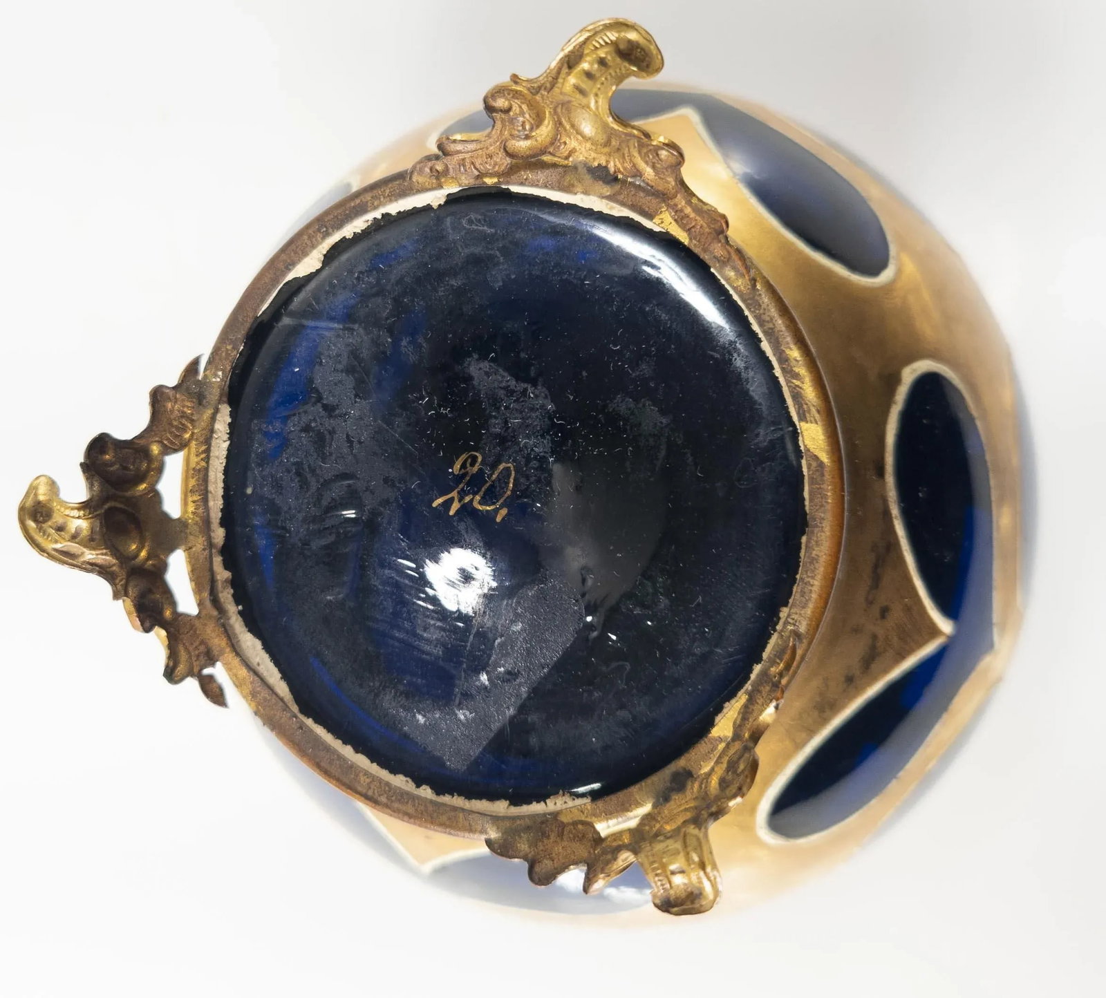 19th Century Cobalt Blue-Amethyst Purple Glass Gilt Dresser Box - 11