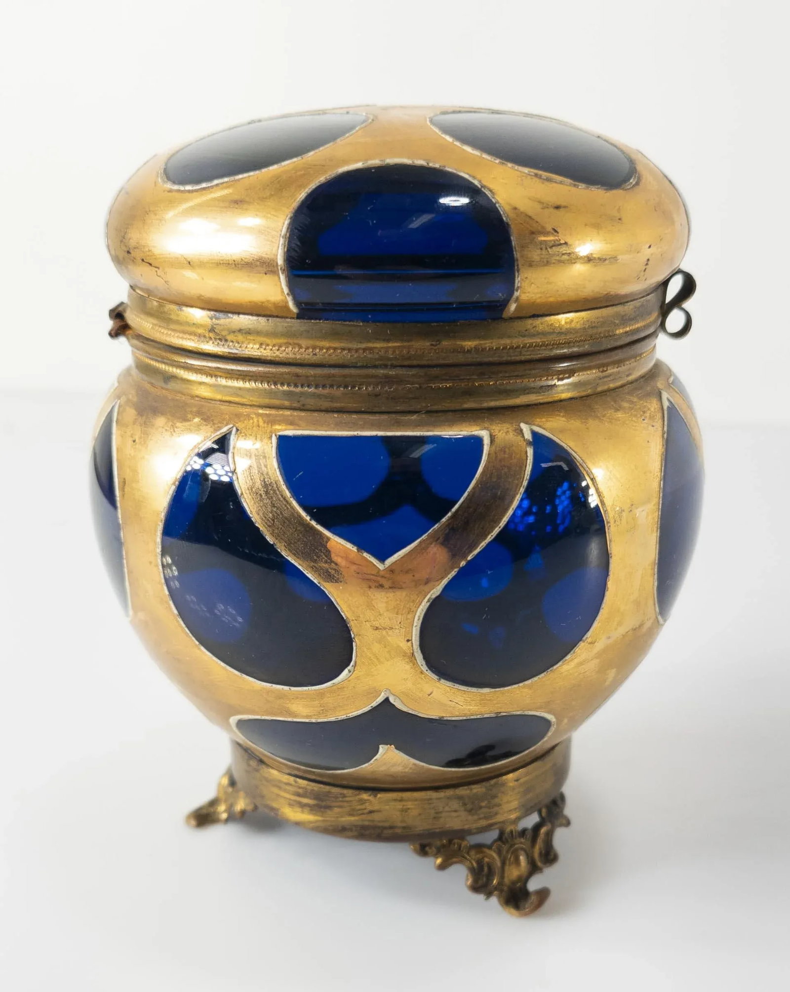 19th Century Cobalt Blue-Amethyst Purple Glass Gilt Dresser Box - 3