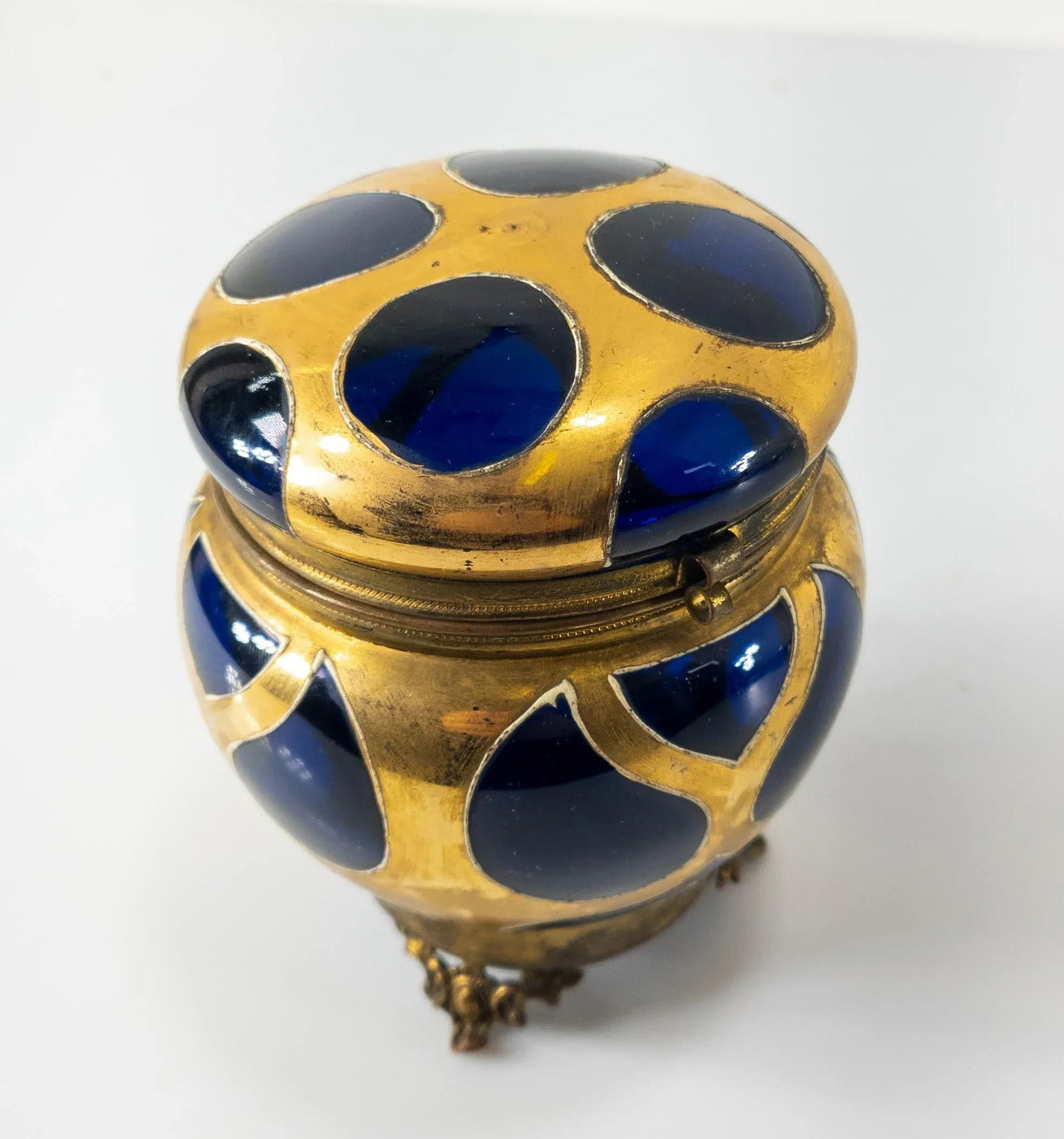 19th Century Cobalt Blue-Amethyst Purple Glass Gilt Dresser Box - 6