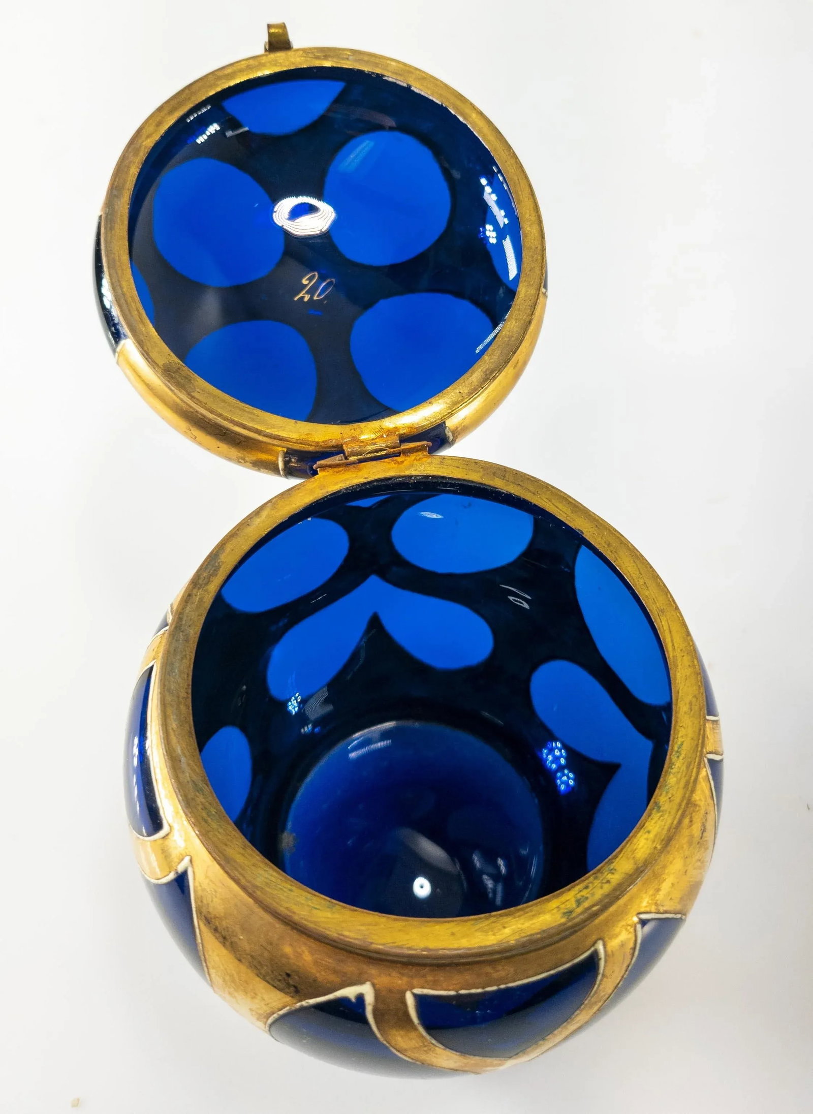 19th Century Cobalt Blue-Amethyst Purple Glass Gilt Dresser Box - 7