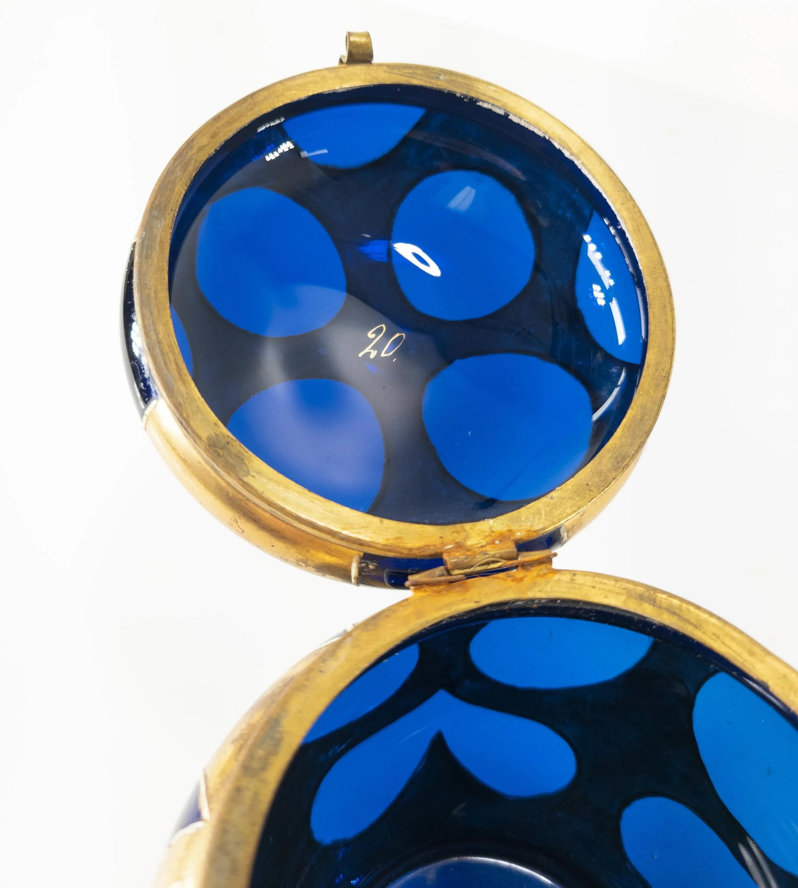 19th Century Cobalt Blue-Amethyst Purple Glass Gilt Dresser Box - 8
