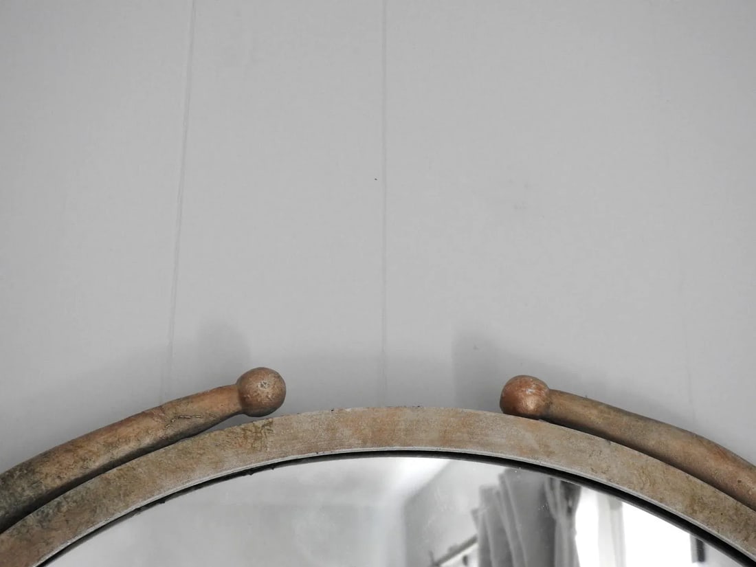 Tromp l'Oeil Metal Antelope Horns Round Wall Mirror - 7
