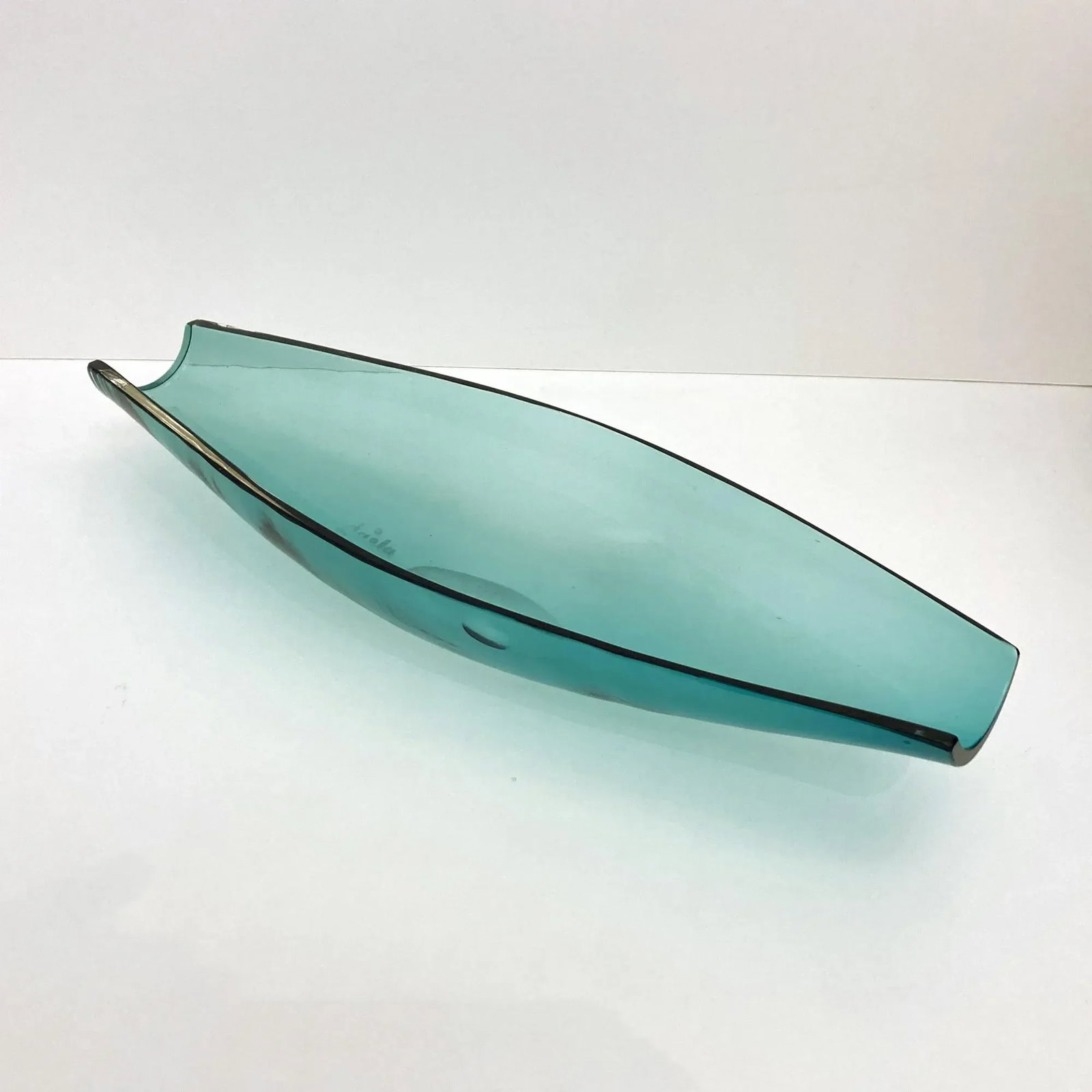 Vintage Blenko Dish, Teal Blue - 5