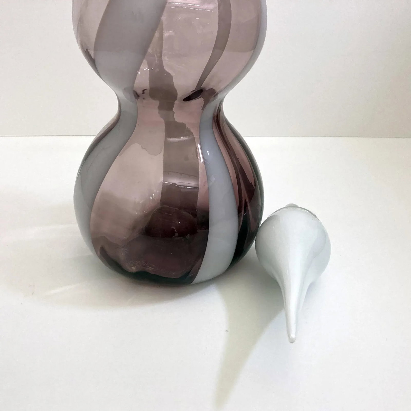 Vintage All Rose Murano, Amethyst and White Decanter - 6