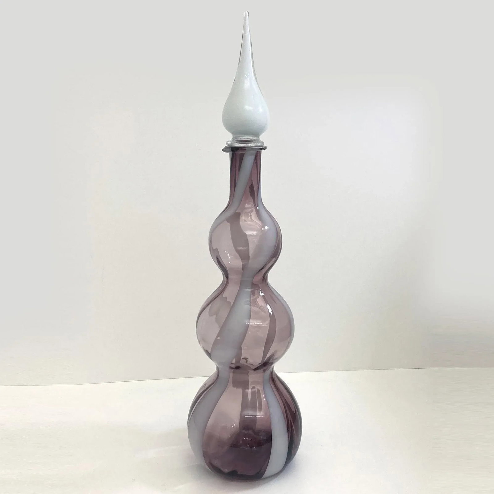 Vintage All Rose Murano, Amethyst and White Decanter - 9