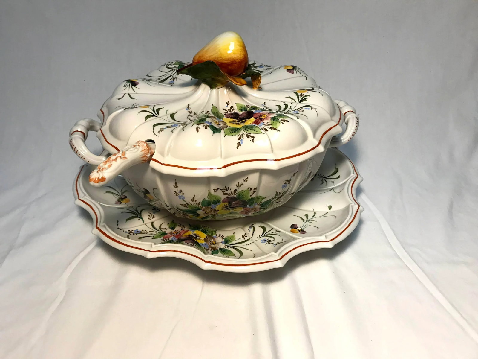 Vintage Italian Soup Tureen with Serving Plate- 4 Pieces - 11