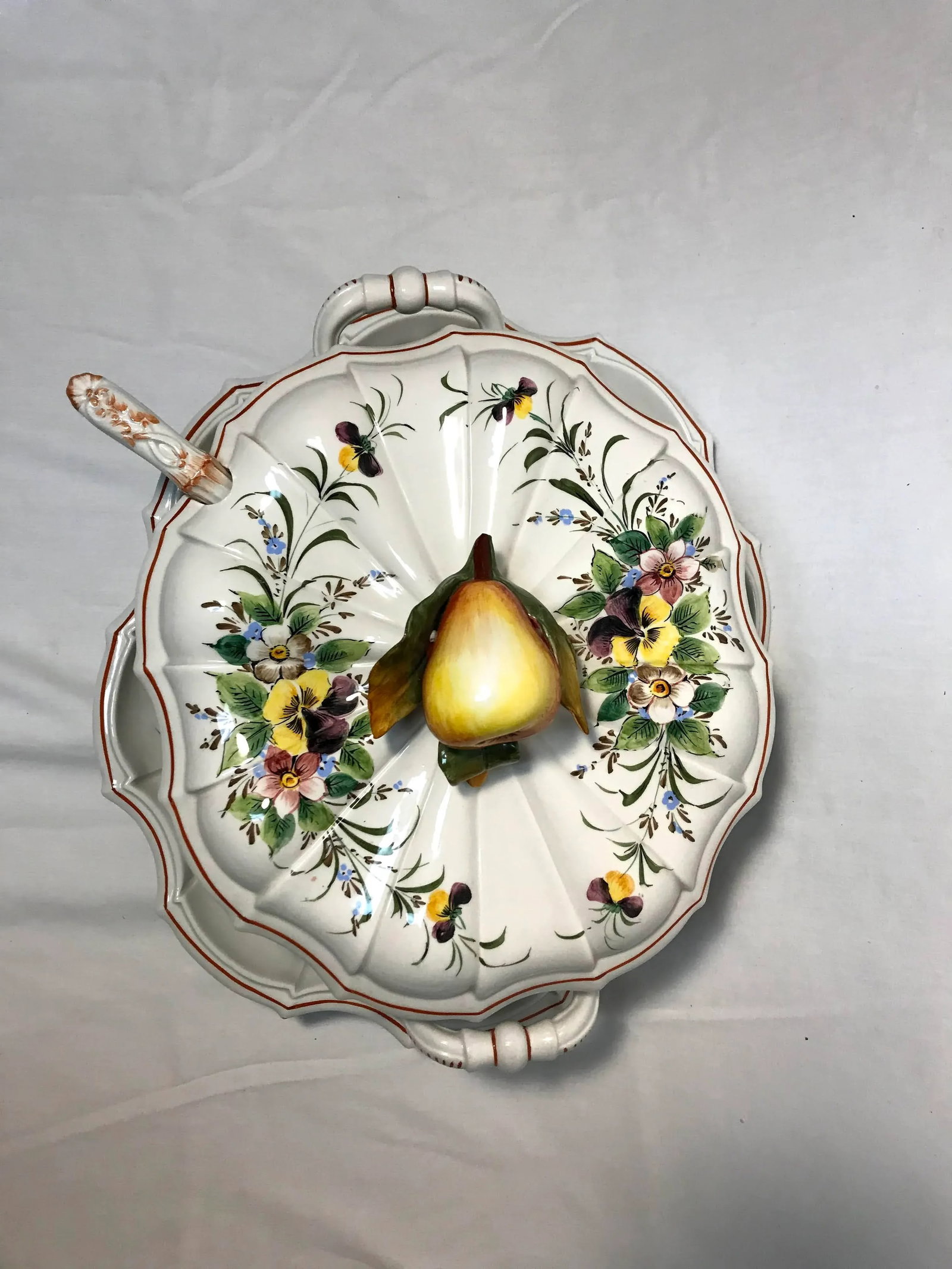 Vintage Italian Soup Tureen with Serving Plate- 4 Pieces - 9